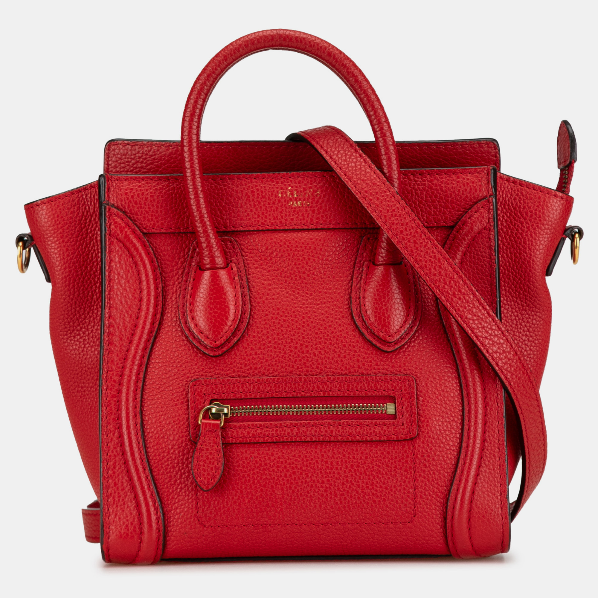 

Celine Nano Leather Luggage Tote, Red