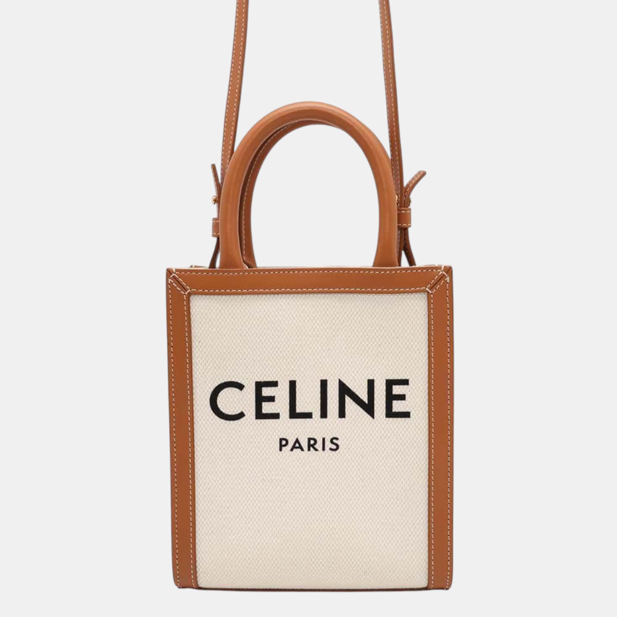 

Celine Beige/Brown Canvas/Leather Mini Vertical Shoulder Bag