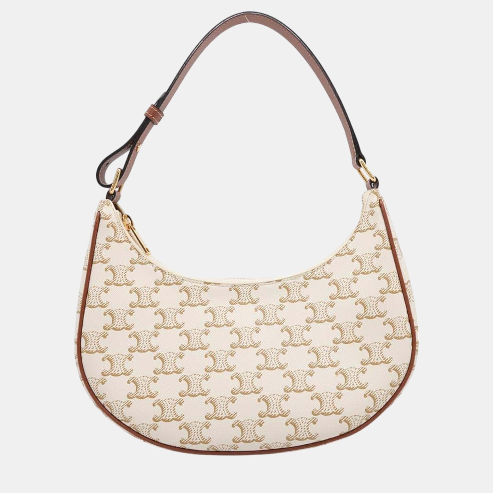 

Celine White/Brown Pvc/Calf Leather Triomphe Ava Shoulder Bag