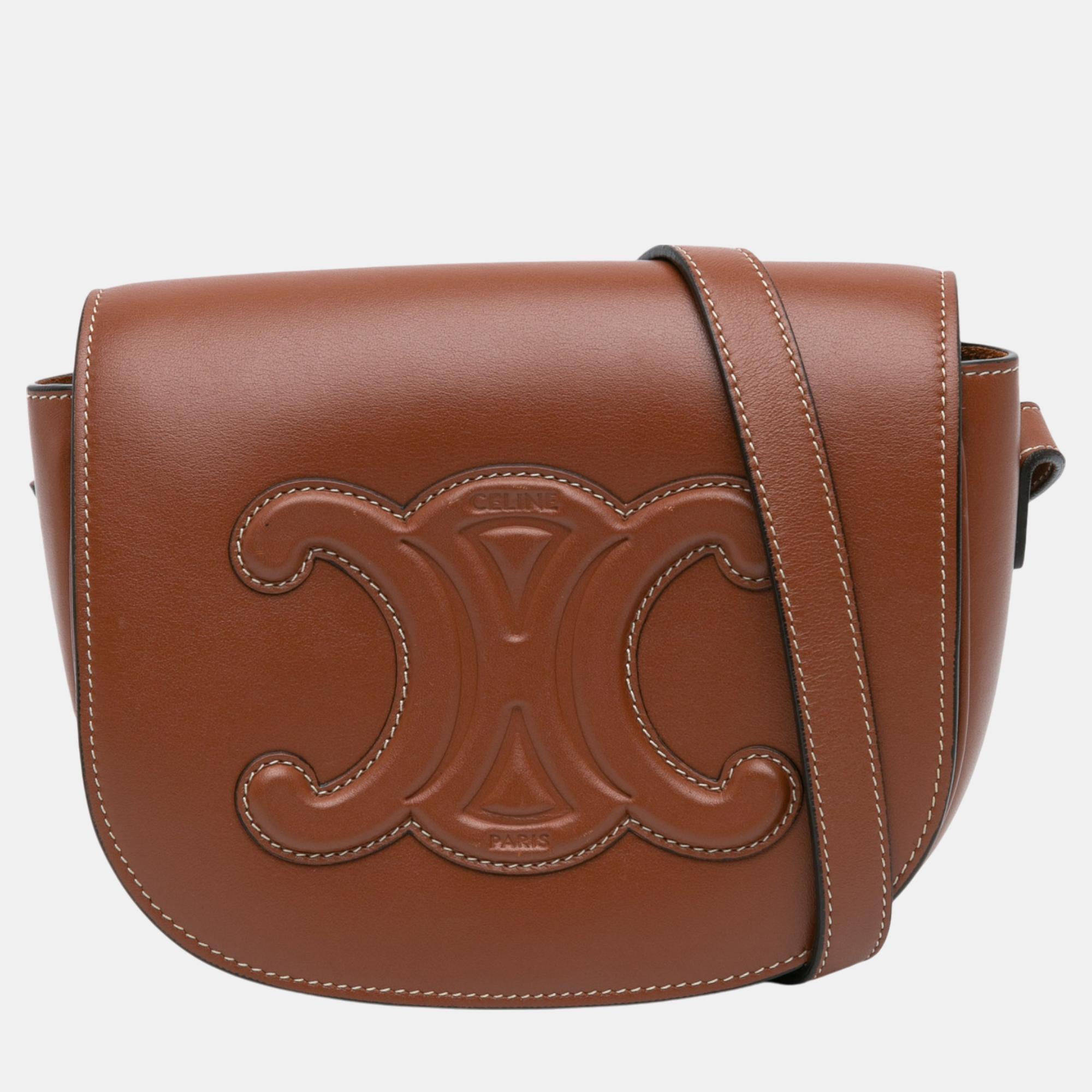 

Celine Brown Calfskin Triomphe Folco Crossbody