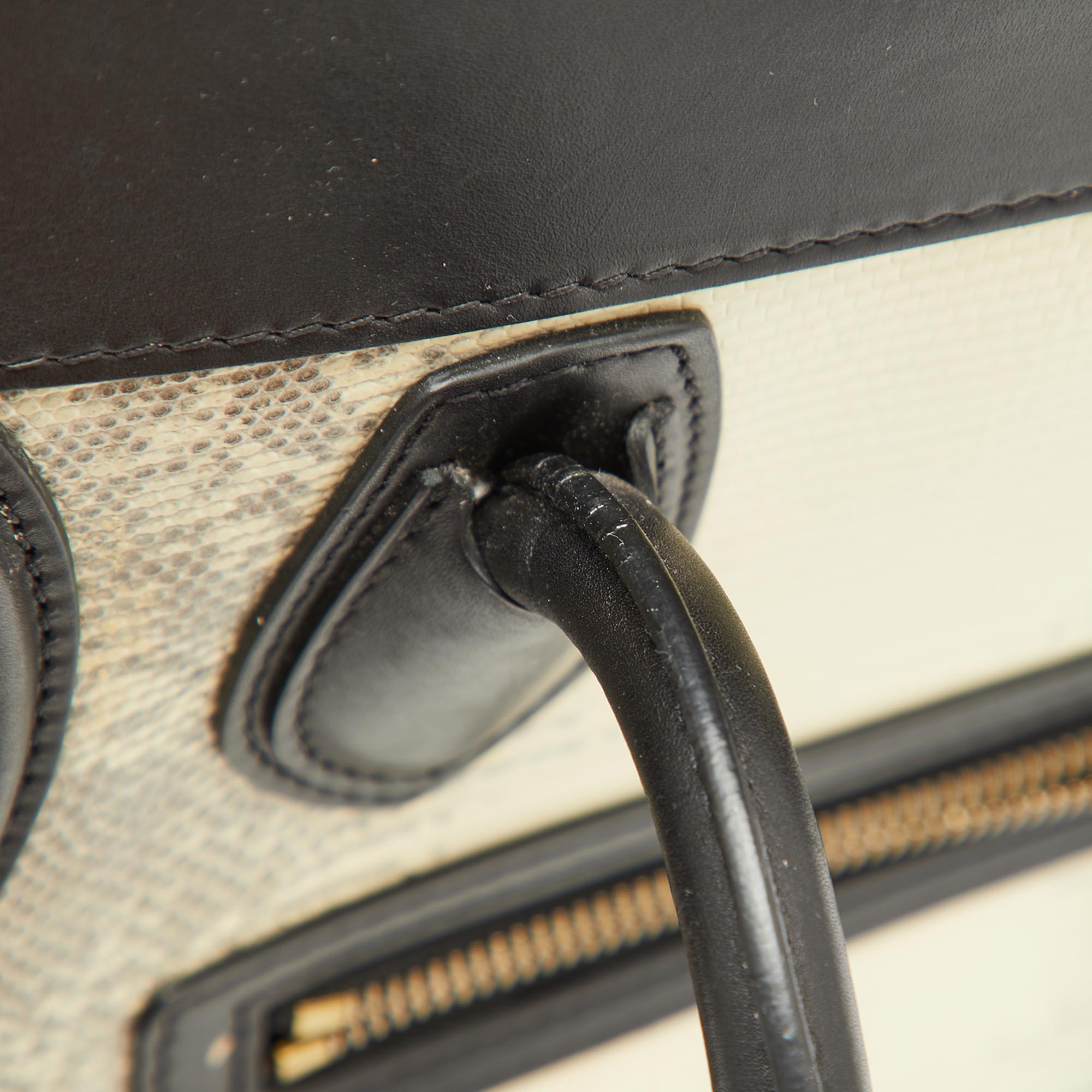 Celine Tri Color Lizard Leather and Suede Micro Luggage Tote 