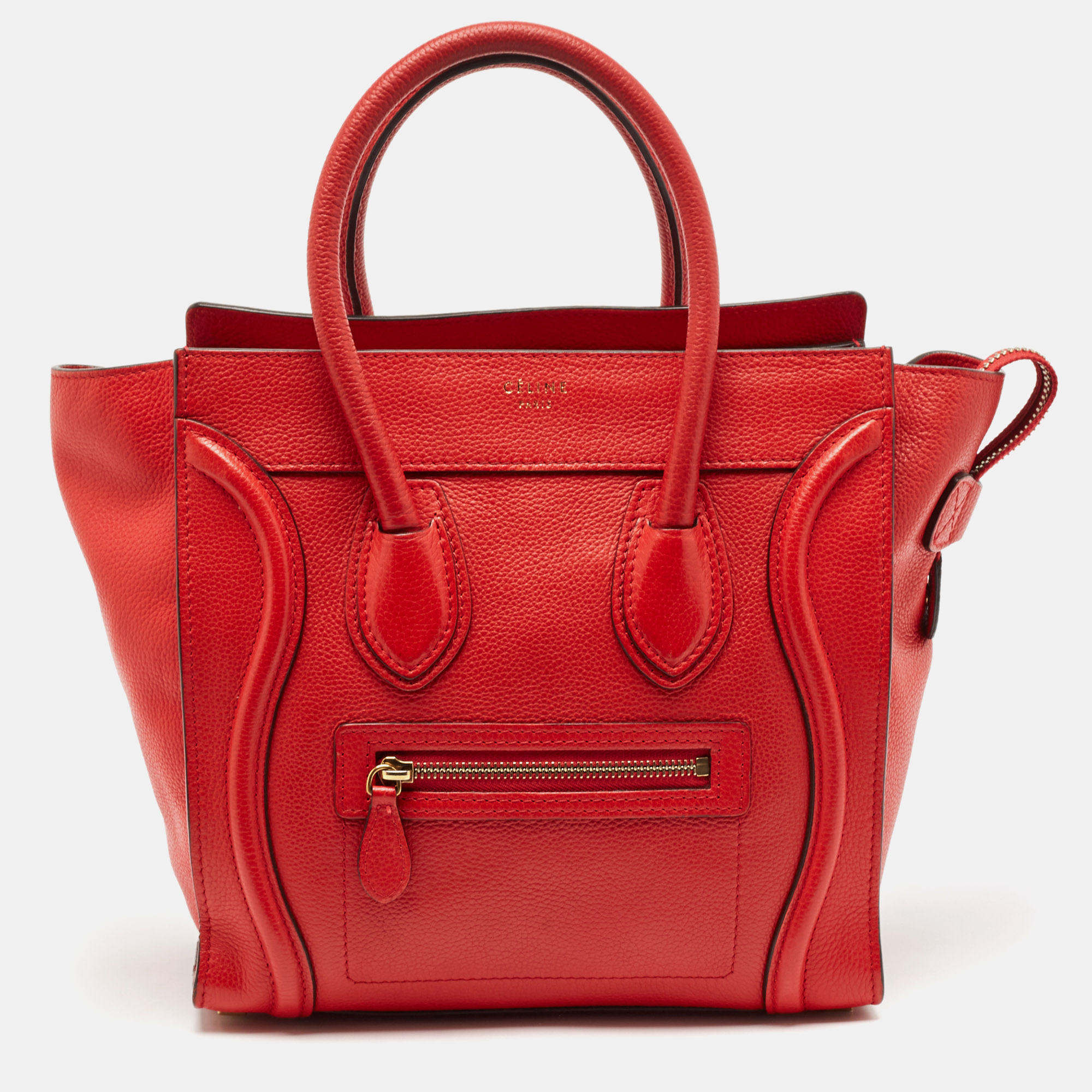 

Celine Red Leather Micro Luggage Tote