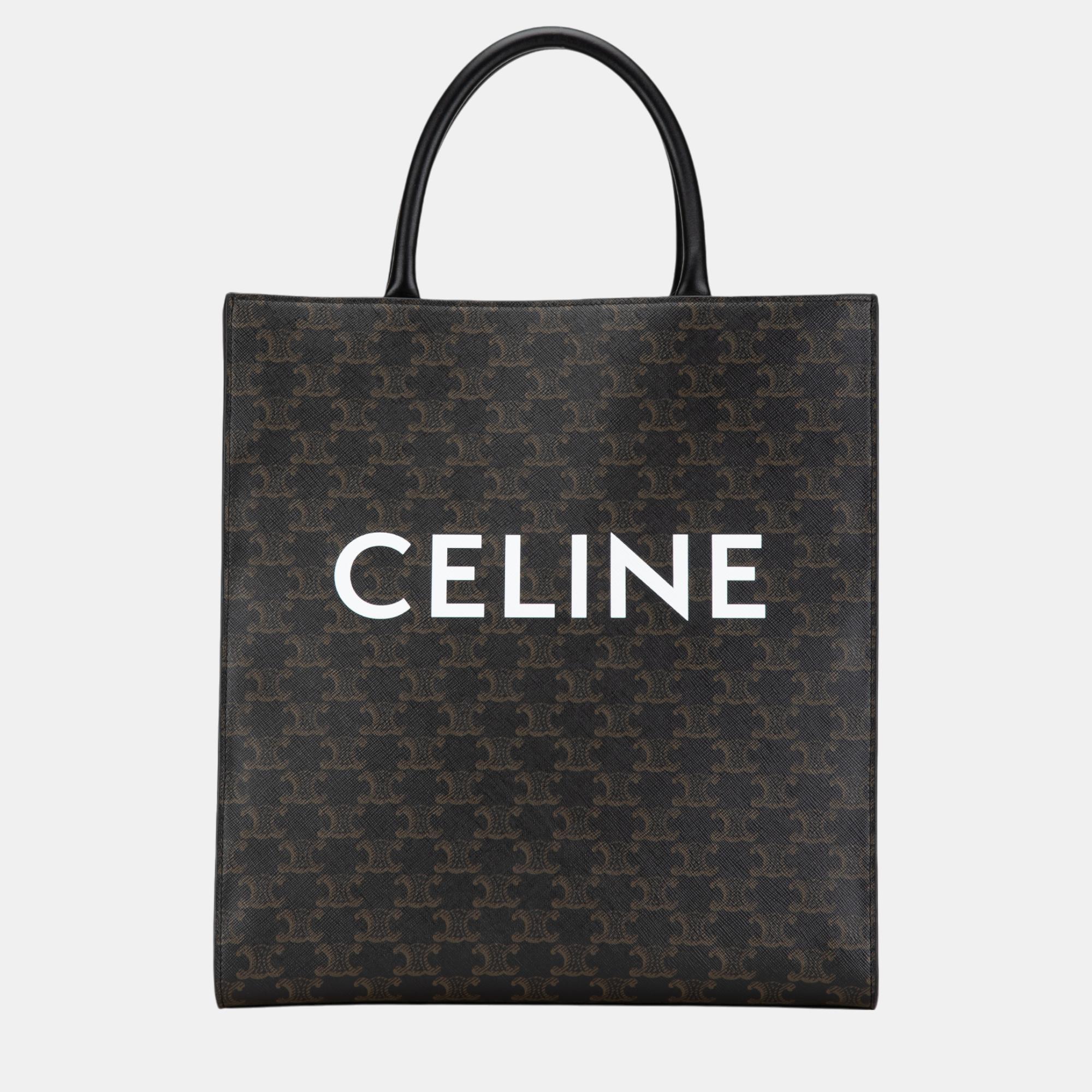 

Celine Black Medium Triomphe Coated Canvas Vertical Cabas Satchel