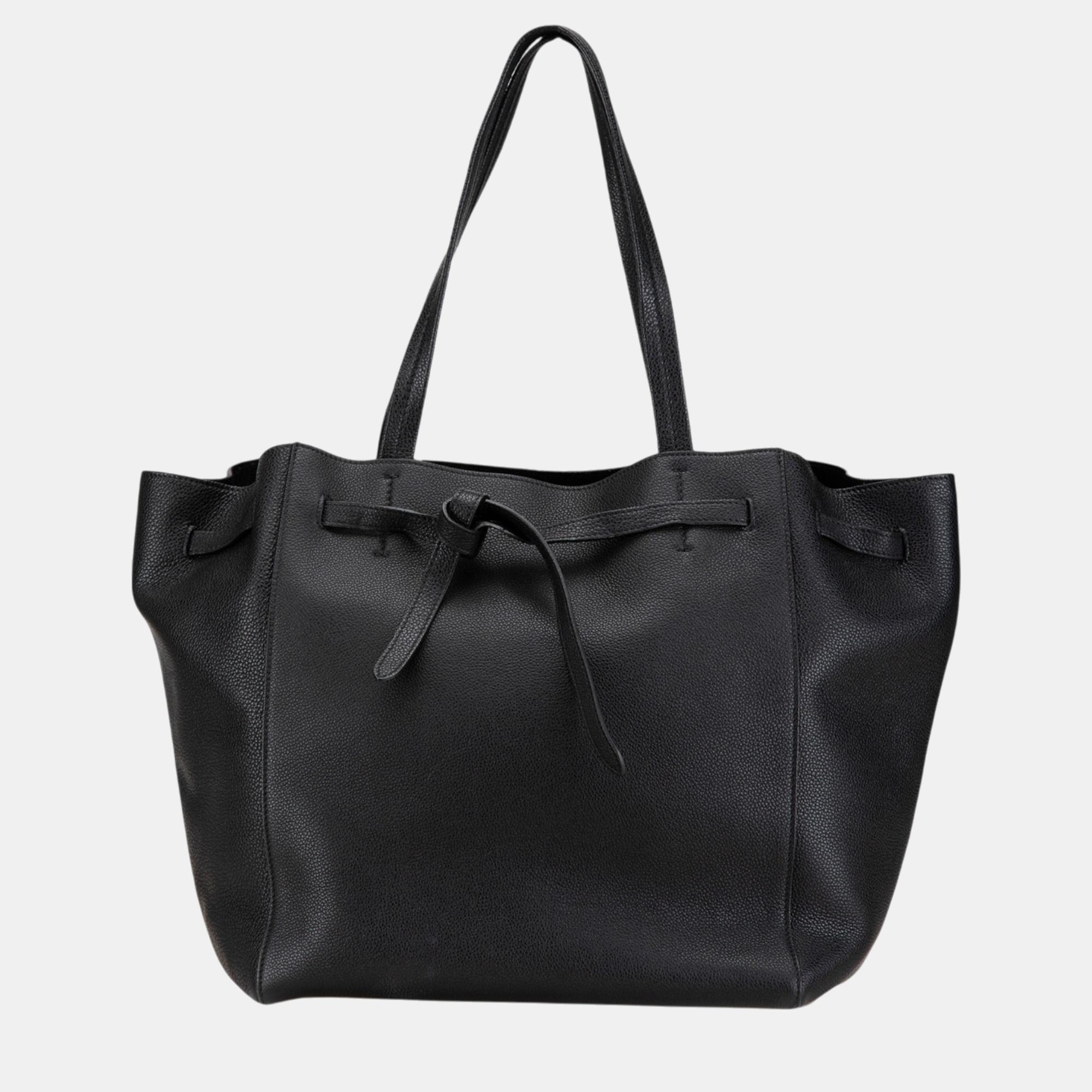 

Celine Black Small Leather Phantom Cabas Tote