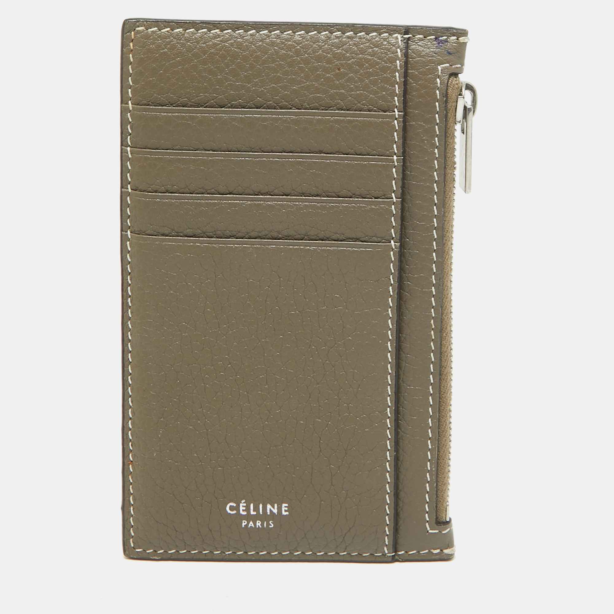 

Celine Grey Leather Zip Card Holder