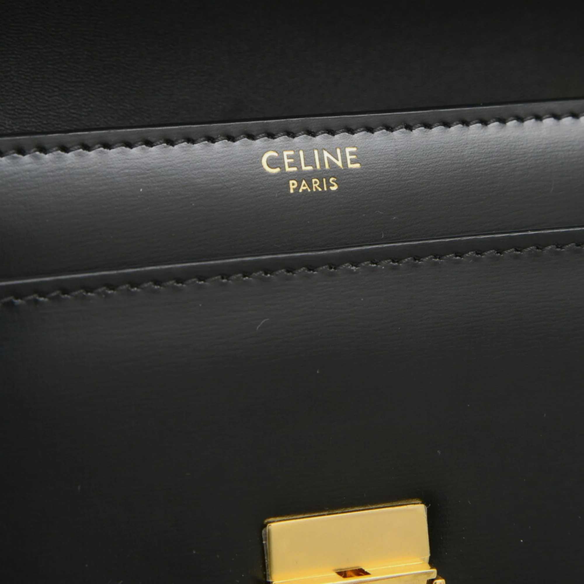 Celine Black Leather Triomphe Chain Shoulder Bag 