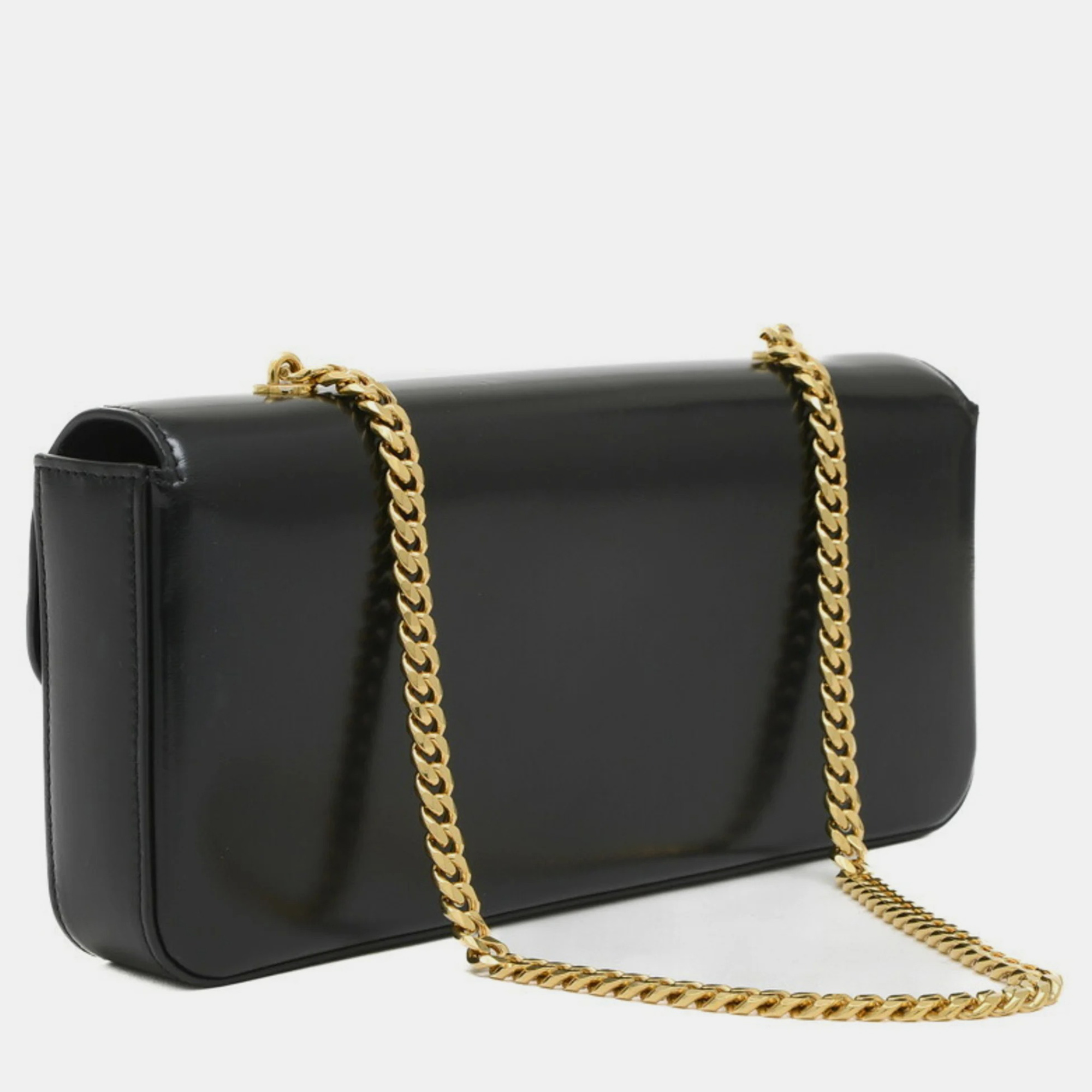 Celine Black Leather Triomphe Chain Shoulder Bag 