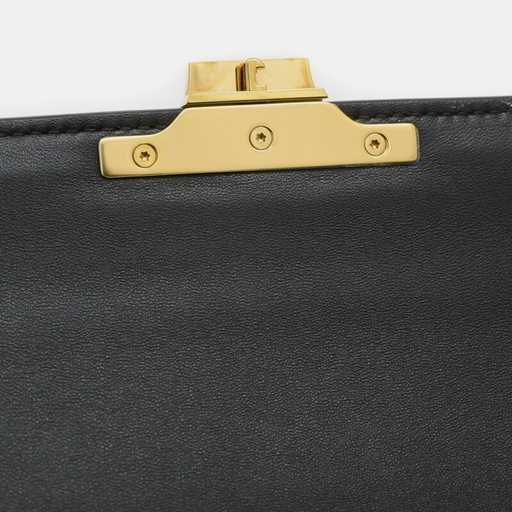 Celine Black Leather Triomphe Chain Shoulder Bag 
