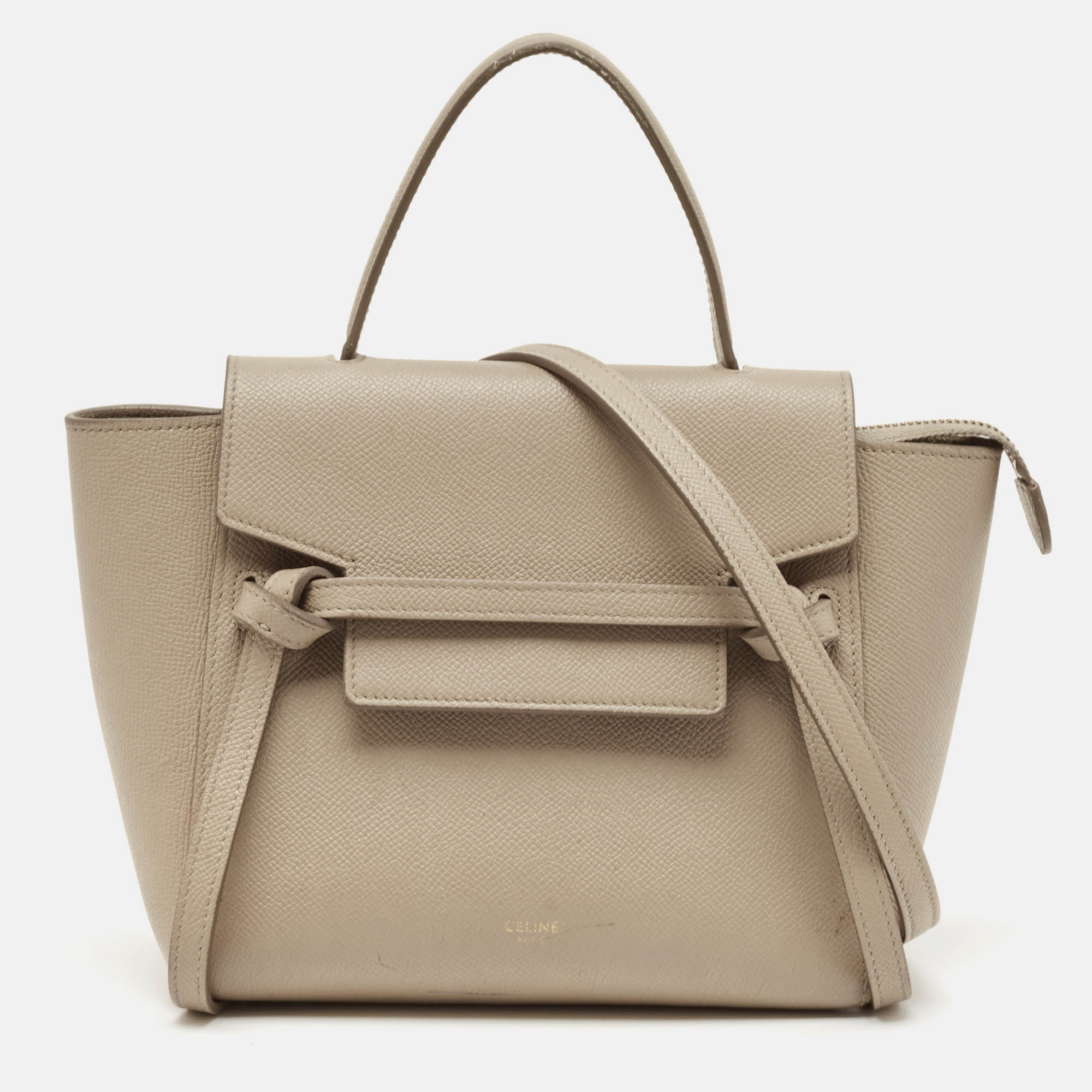 

Celine Beige Leather Nano Belt Top Handle Bag