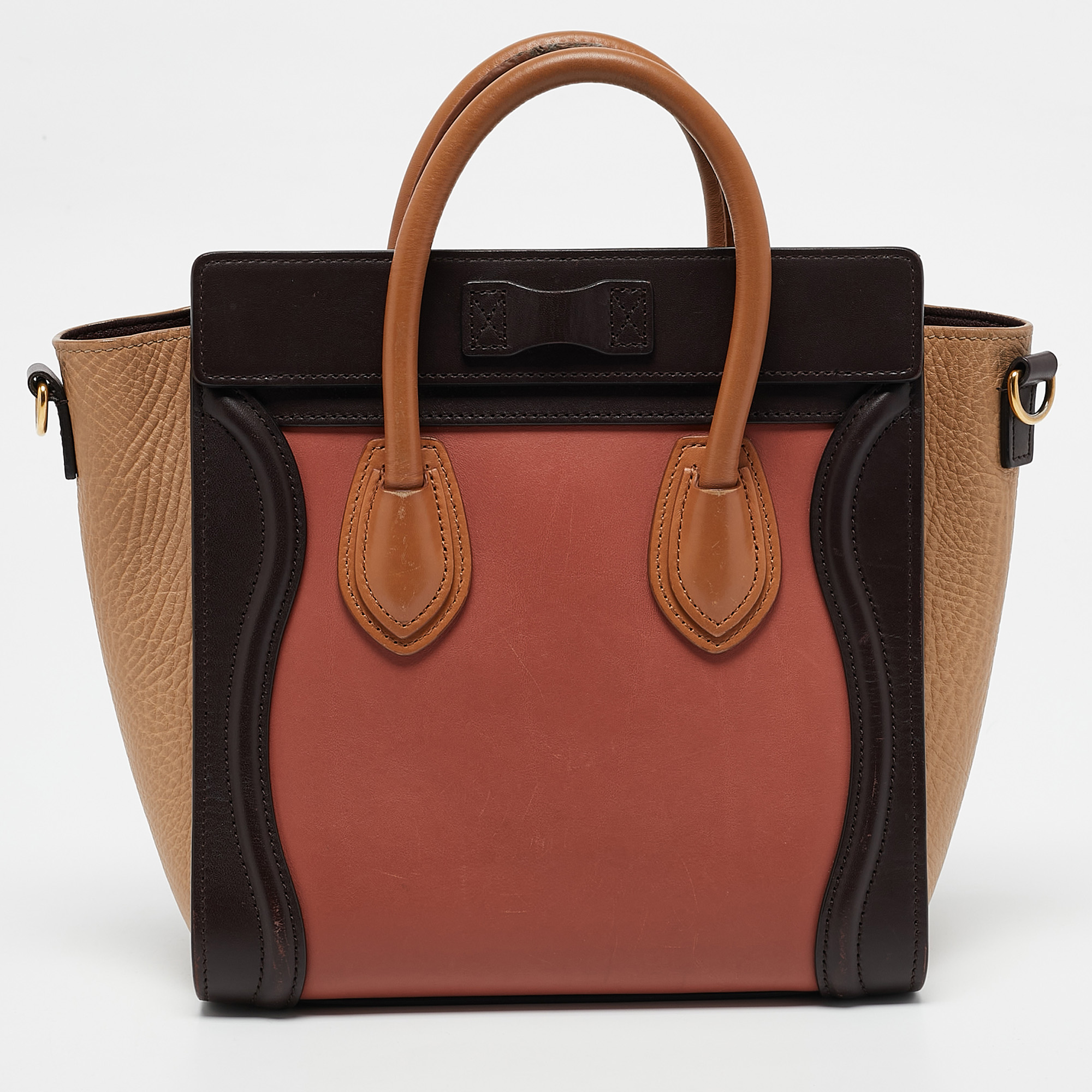 Celine Tricolor Leather Nano Luggage Tote 