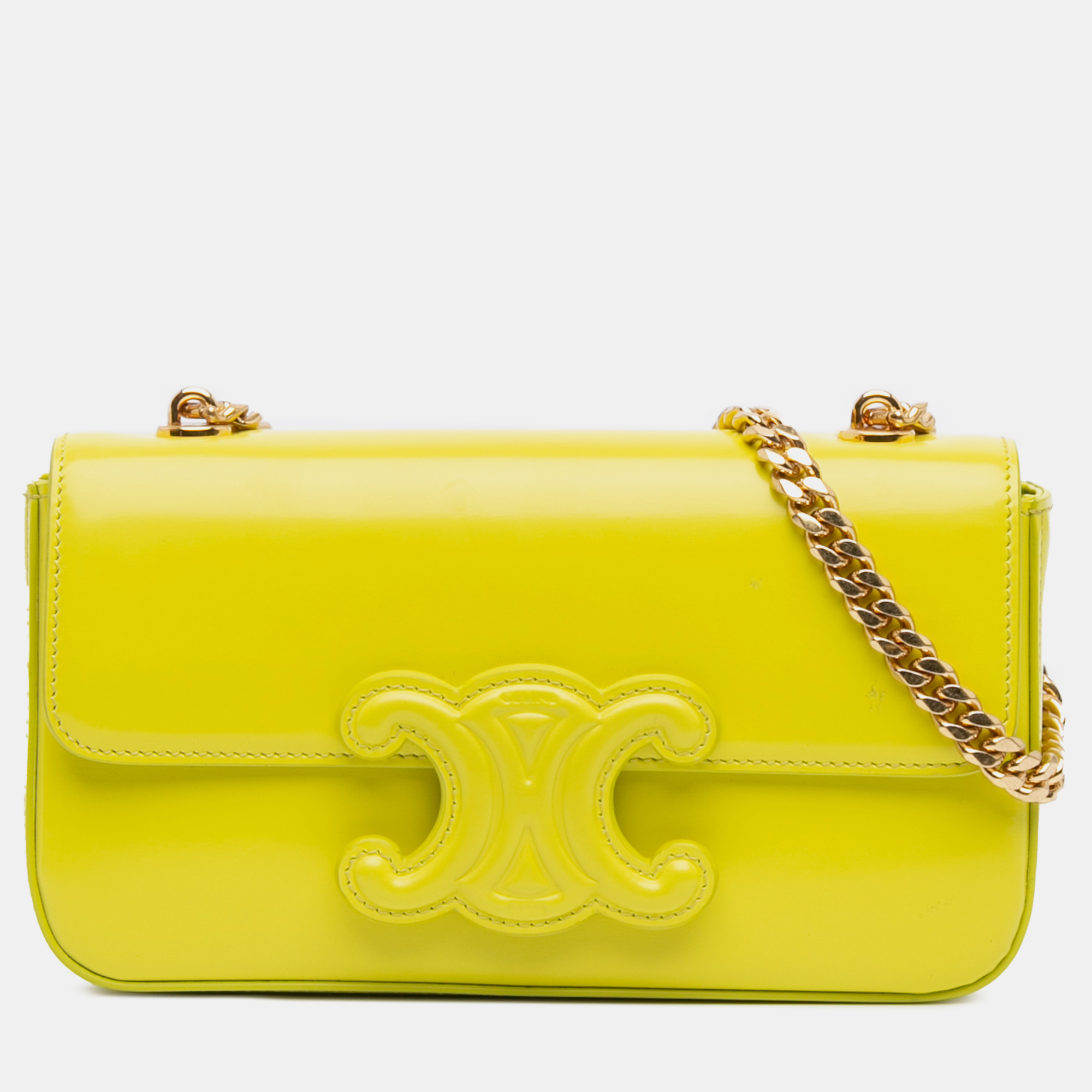 

Celine Yellow Triomphe Calfskin Cuir Chain Shoulder Bag