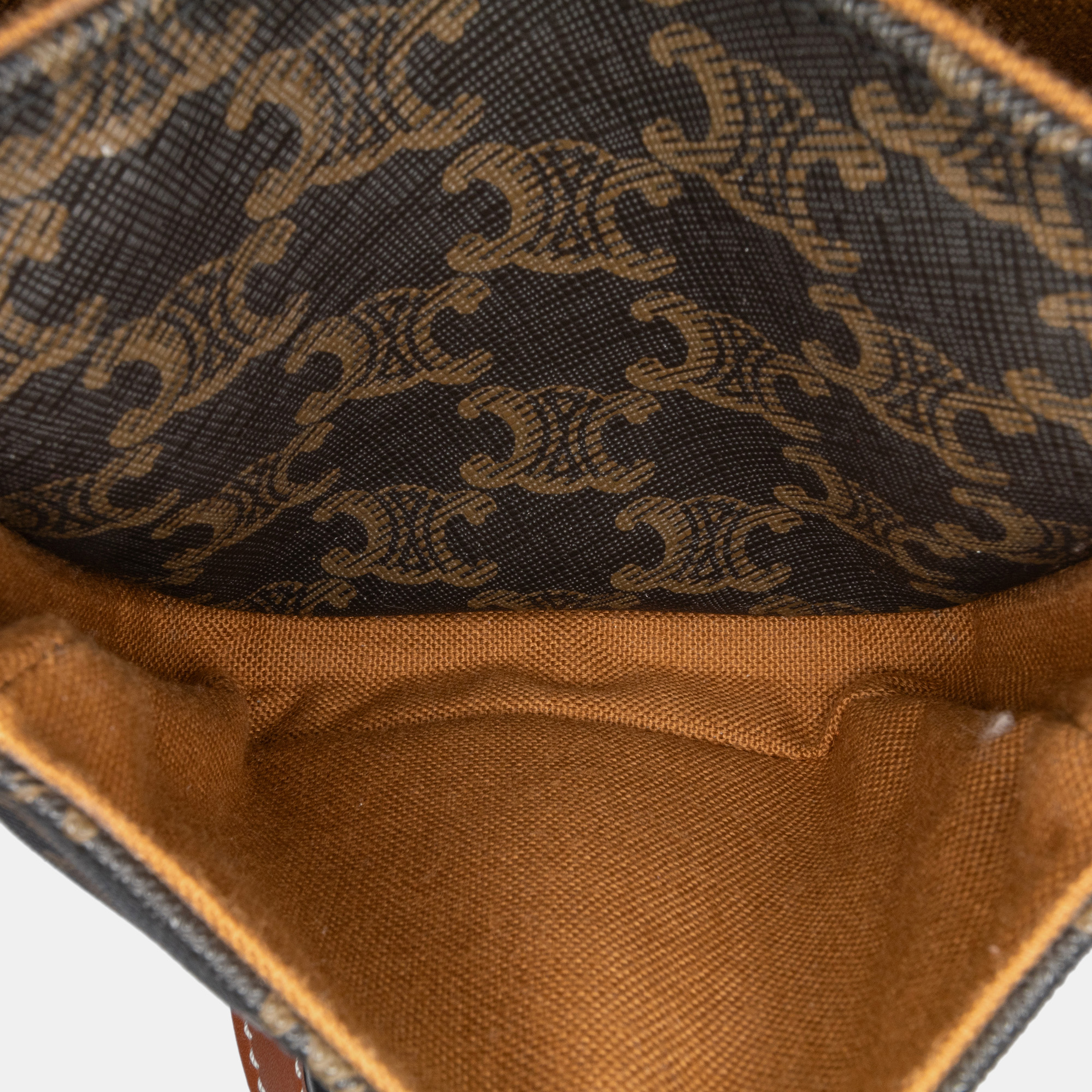 Celine Brown Medium Triomphe Coated Canvas Folco Crossbody Bag 