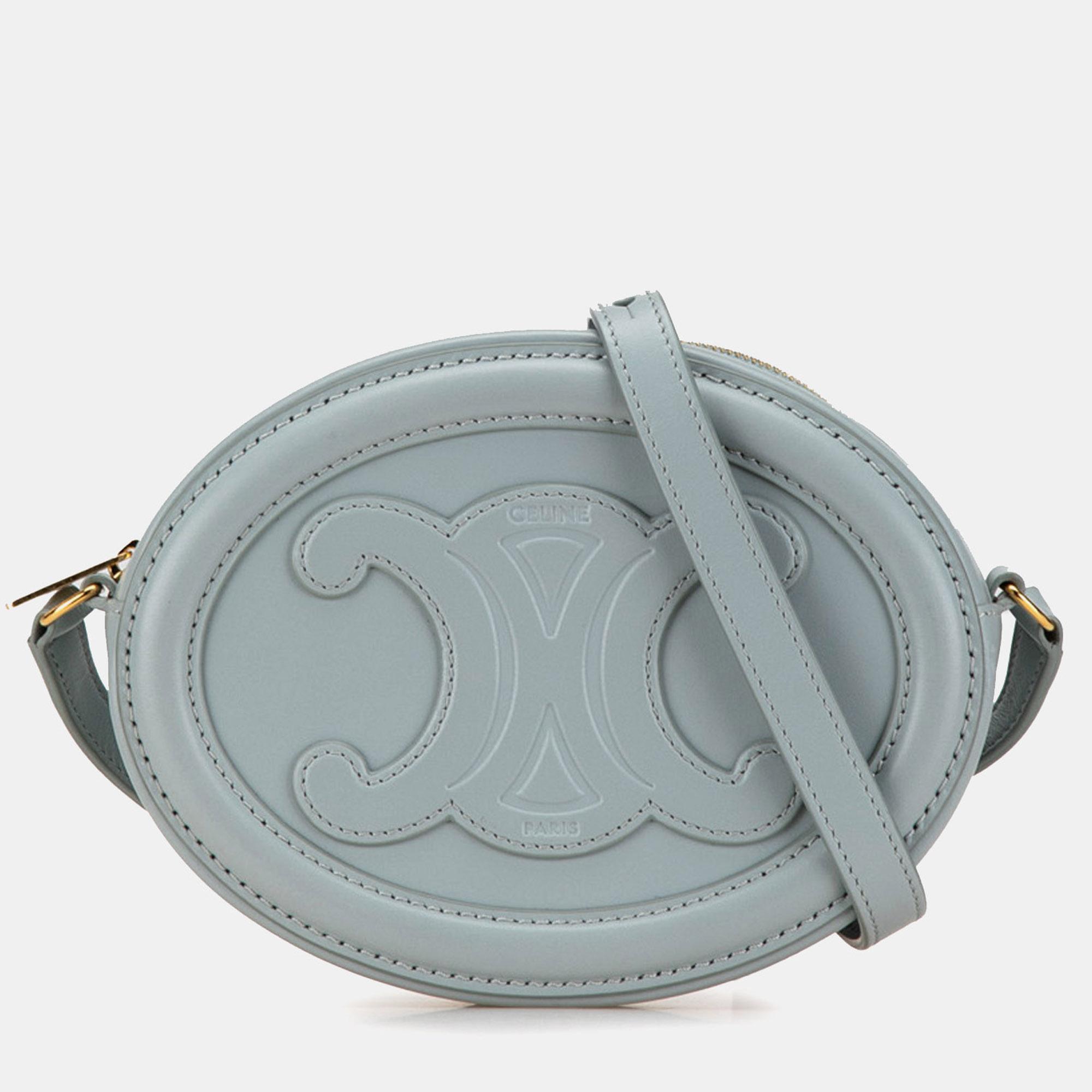 

Celine Blue Small Calfskin Cuir Triomphe Oval Crossbody Bag