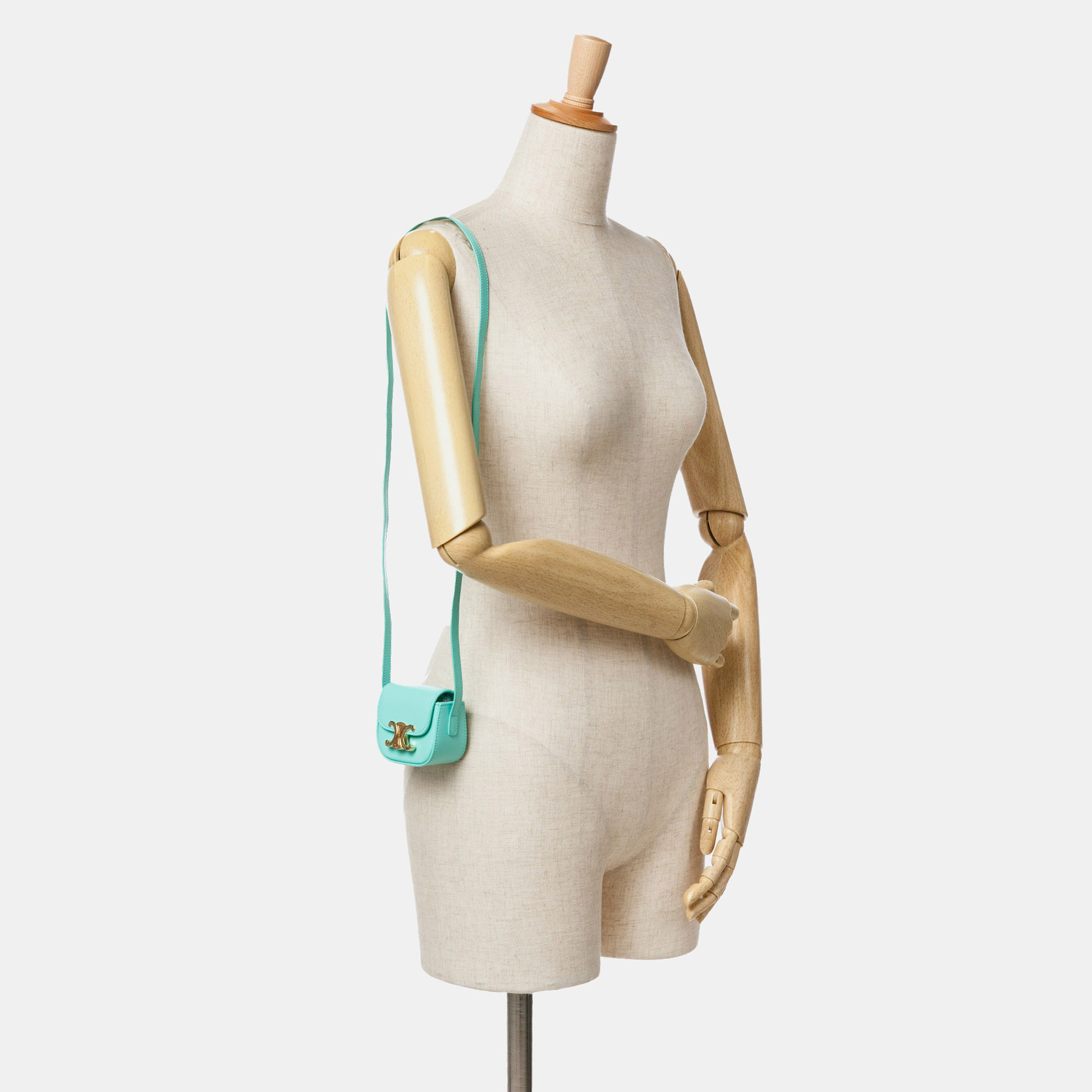 Celine Blue Mini Calfskin Triomphe Crossbody 