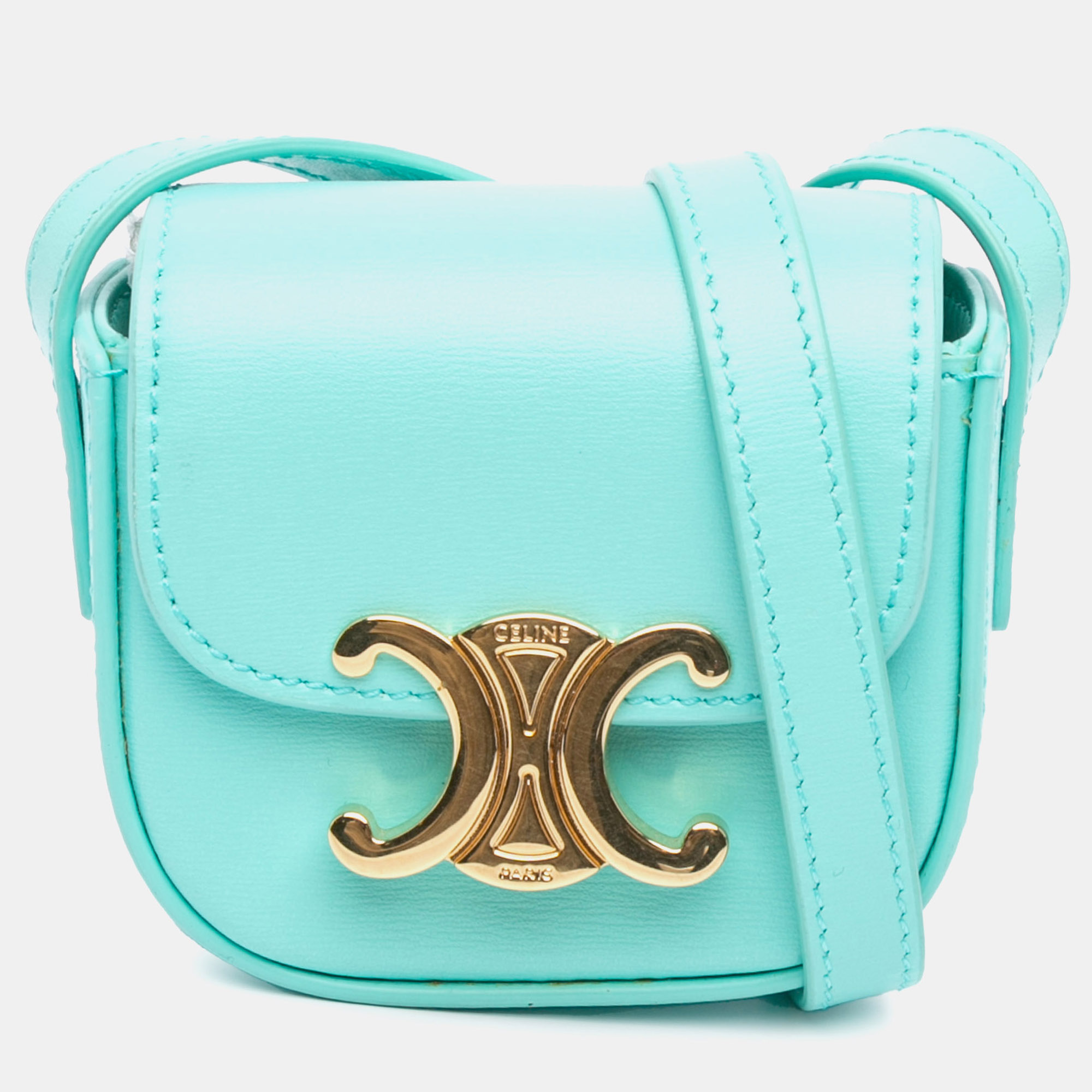 

Celine Blue Mini Calfskin Triomphe Crossbody