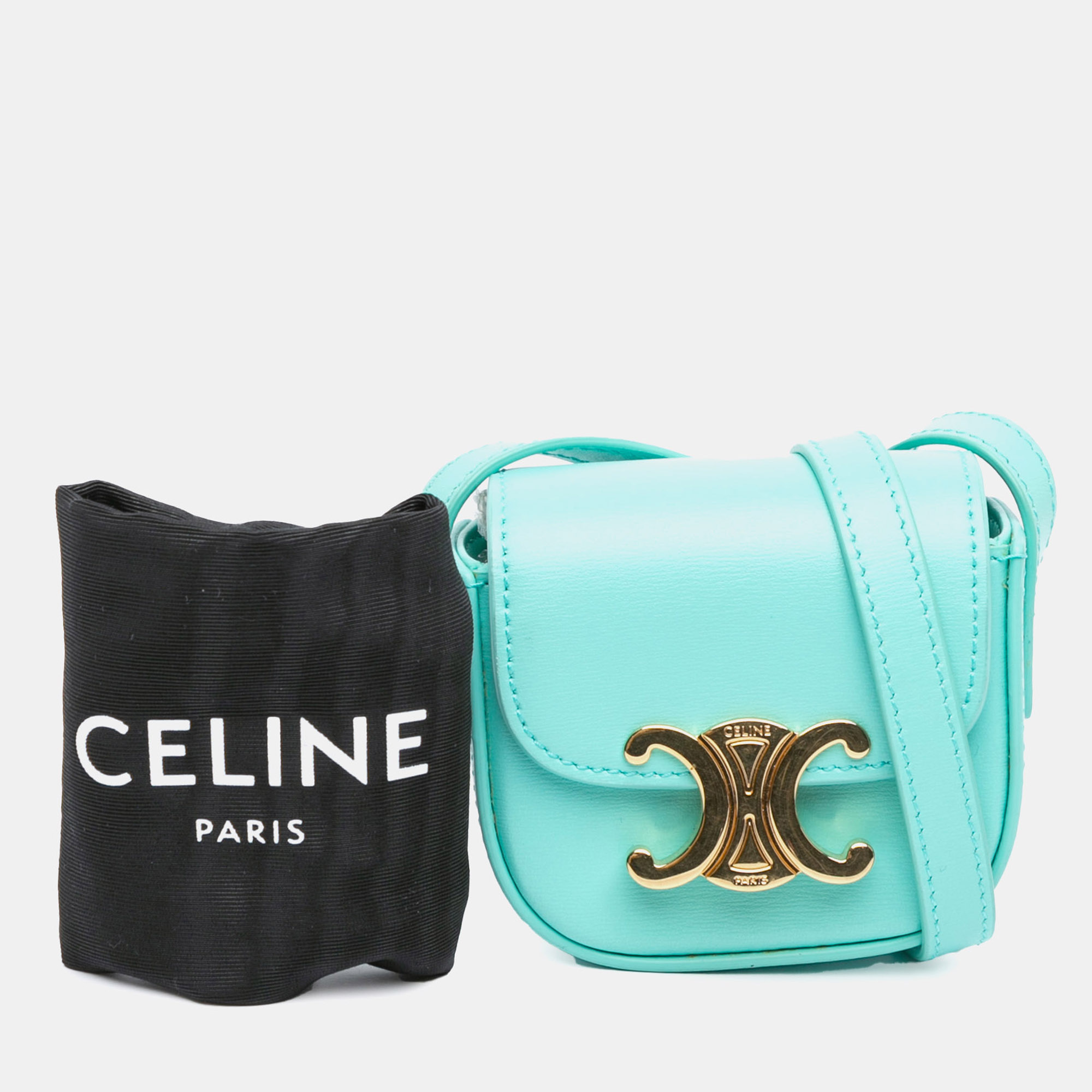 Celine Blue Mini Calfskin Triomphe Crossbody 