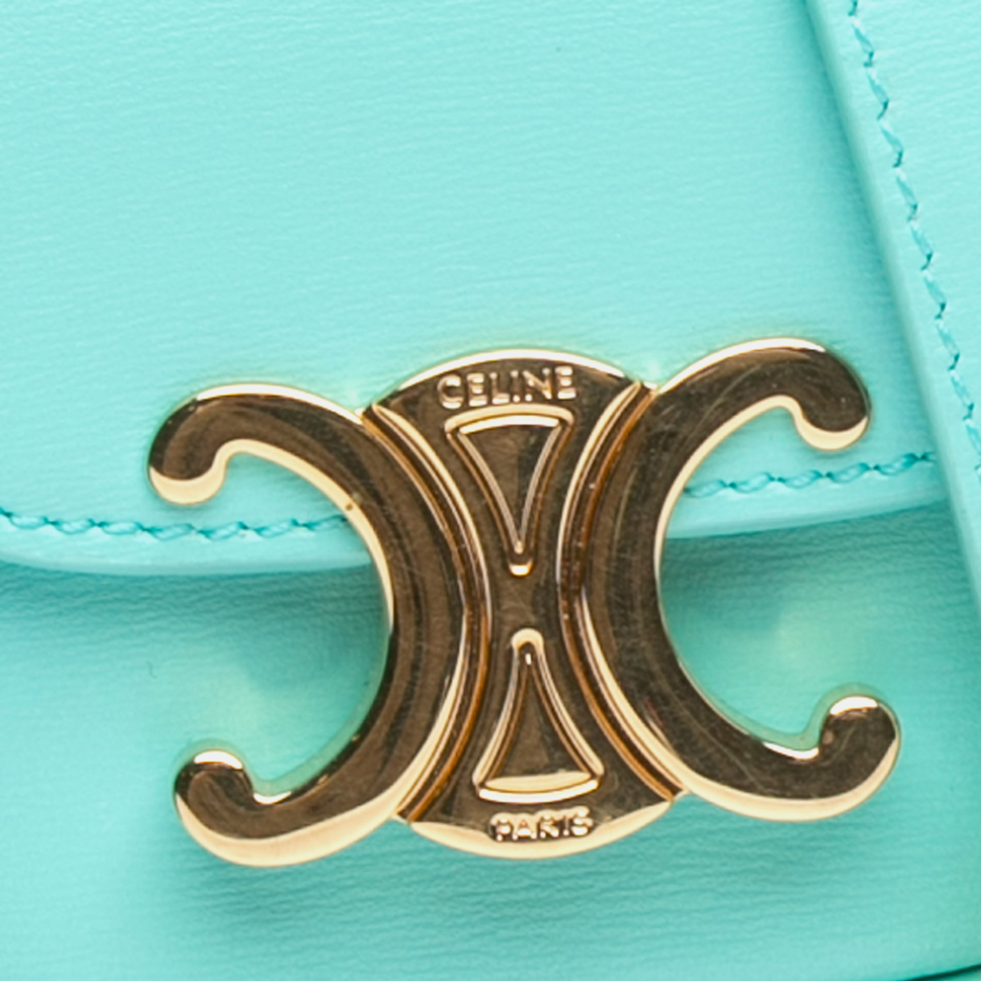 Celine Blue Mini Calfskin Triomphe Crossbody 