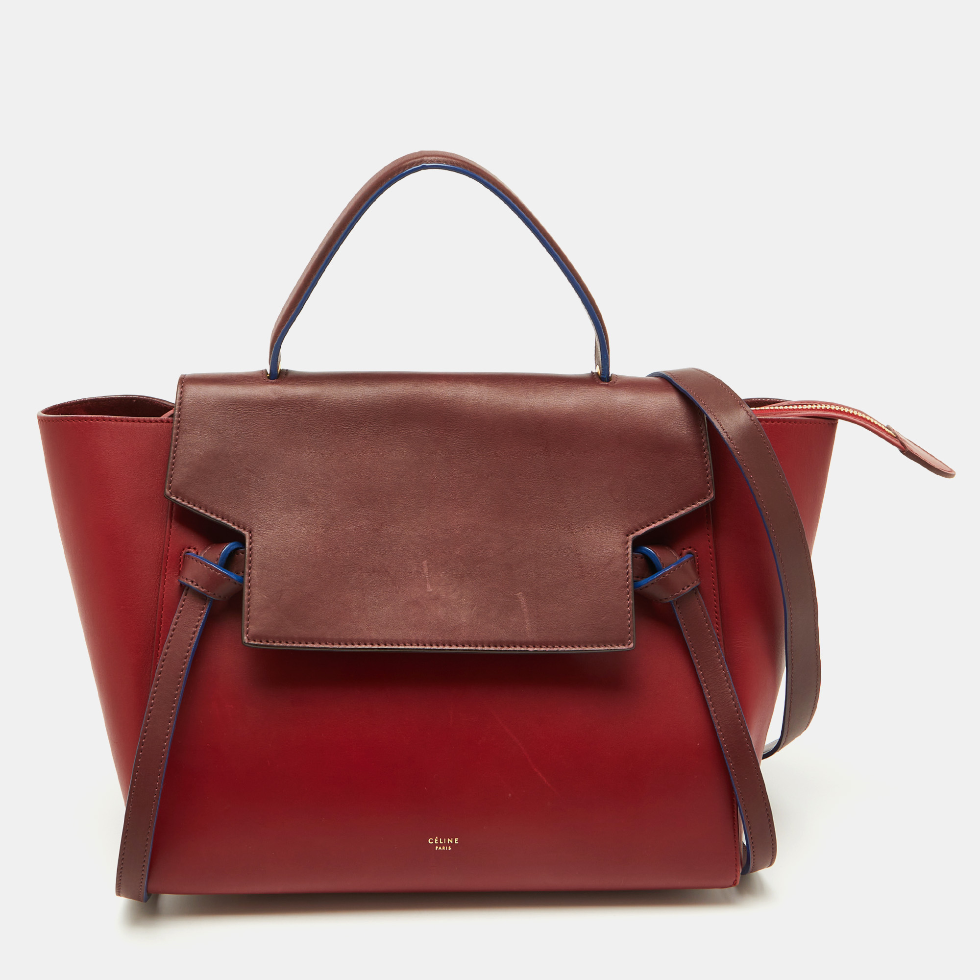 

Celine Red/Brown Leather Mini Belt Top Handle Bag