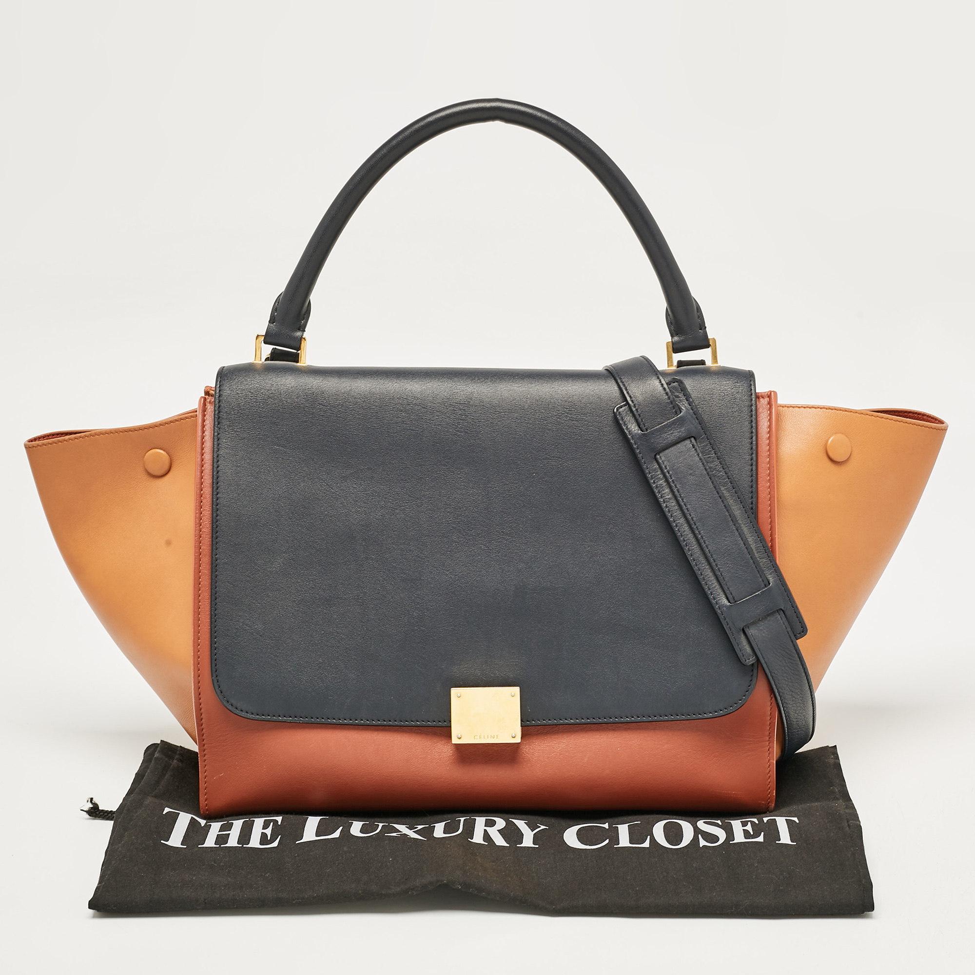 Celine Tricolor Leather Medium Trapeze Top Handle Bag 