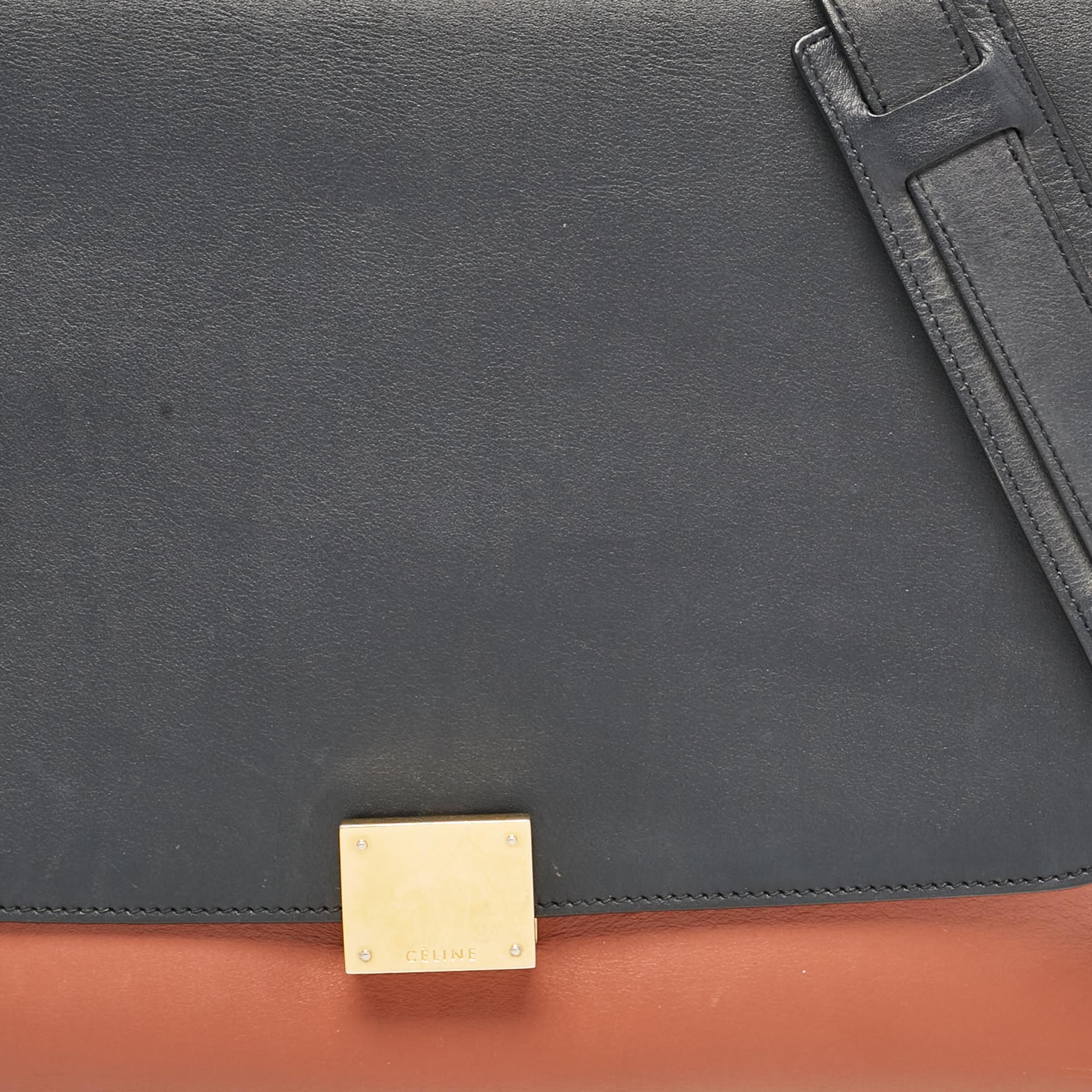 Celine Tricolor Leather Medium Trapeze Top Handle Bag 