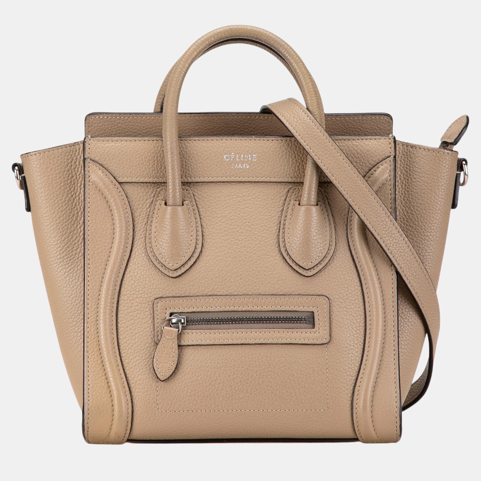 

Celine Brown Nano Leather Luggage Tote