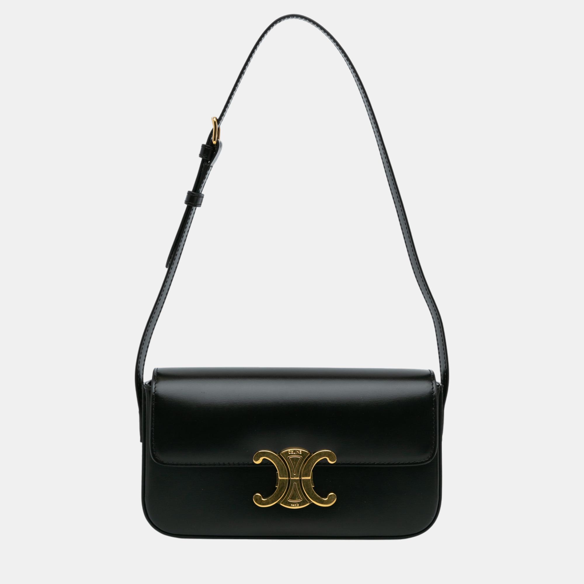 

Celine Black Triomphe Calfskin Claude Shoulder Bag