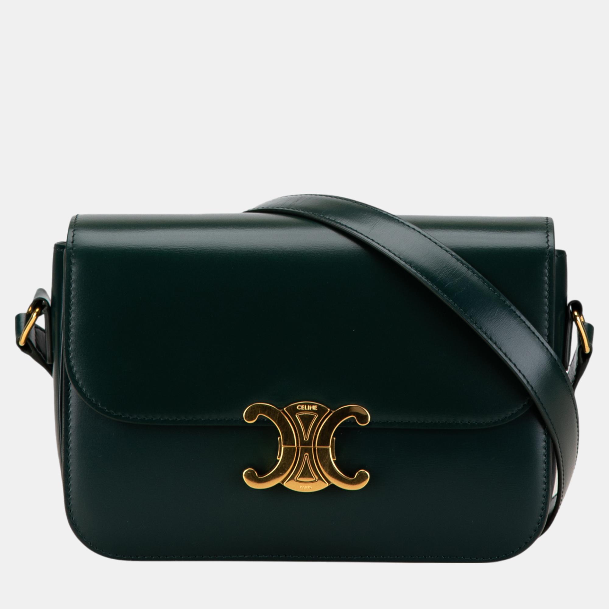 

Celine Green Classique Calfskin Triomphe Crossbody