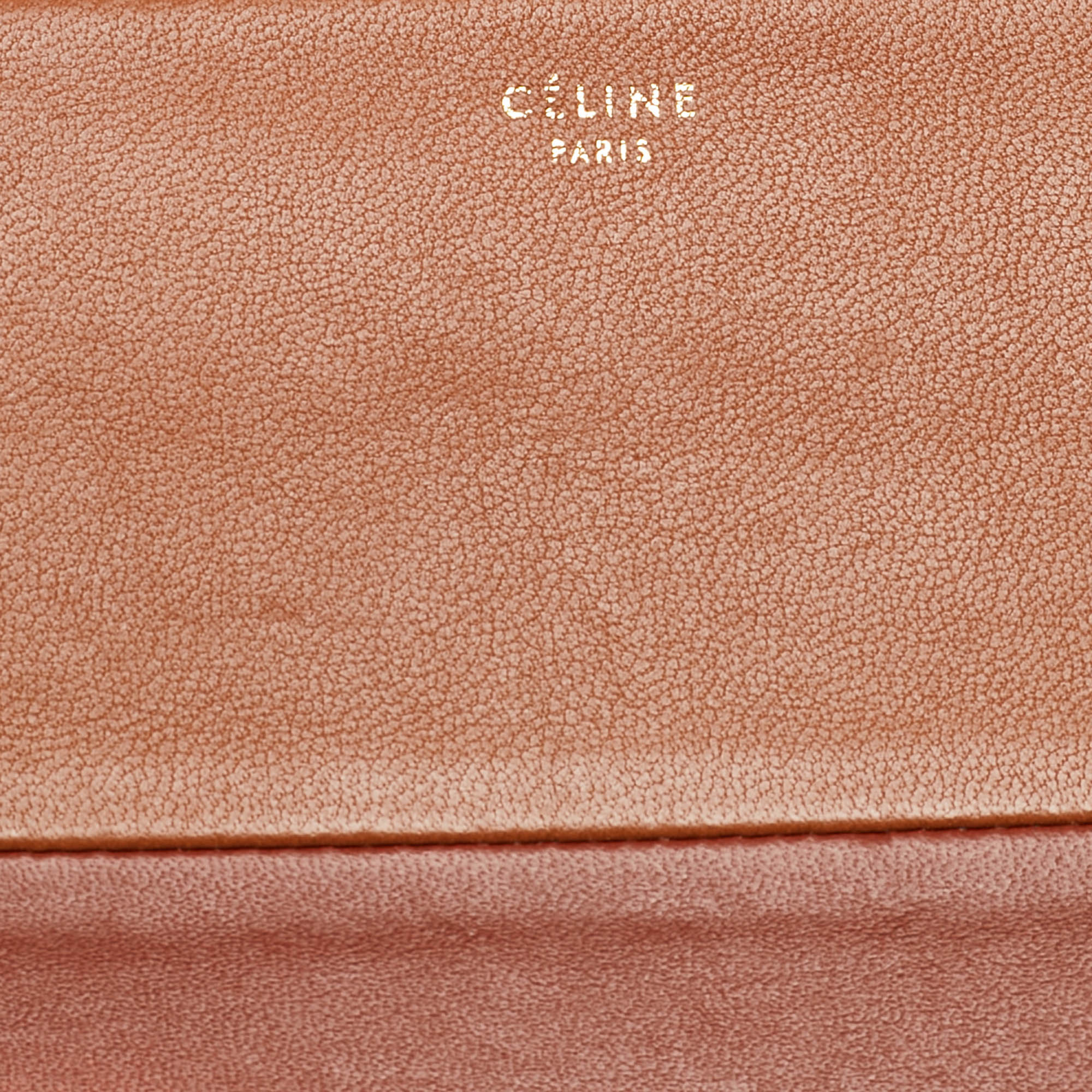 Celine Brown/Tan Leather Colorblock Zip Continental Wallet 
