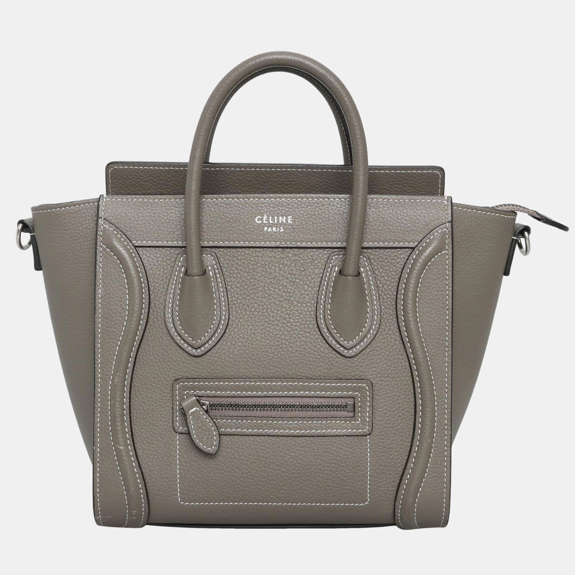 

Celine Grey Leather Nano Luggage Tote Bag