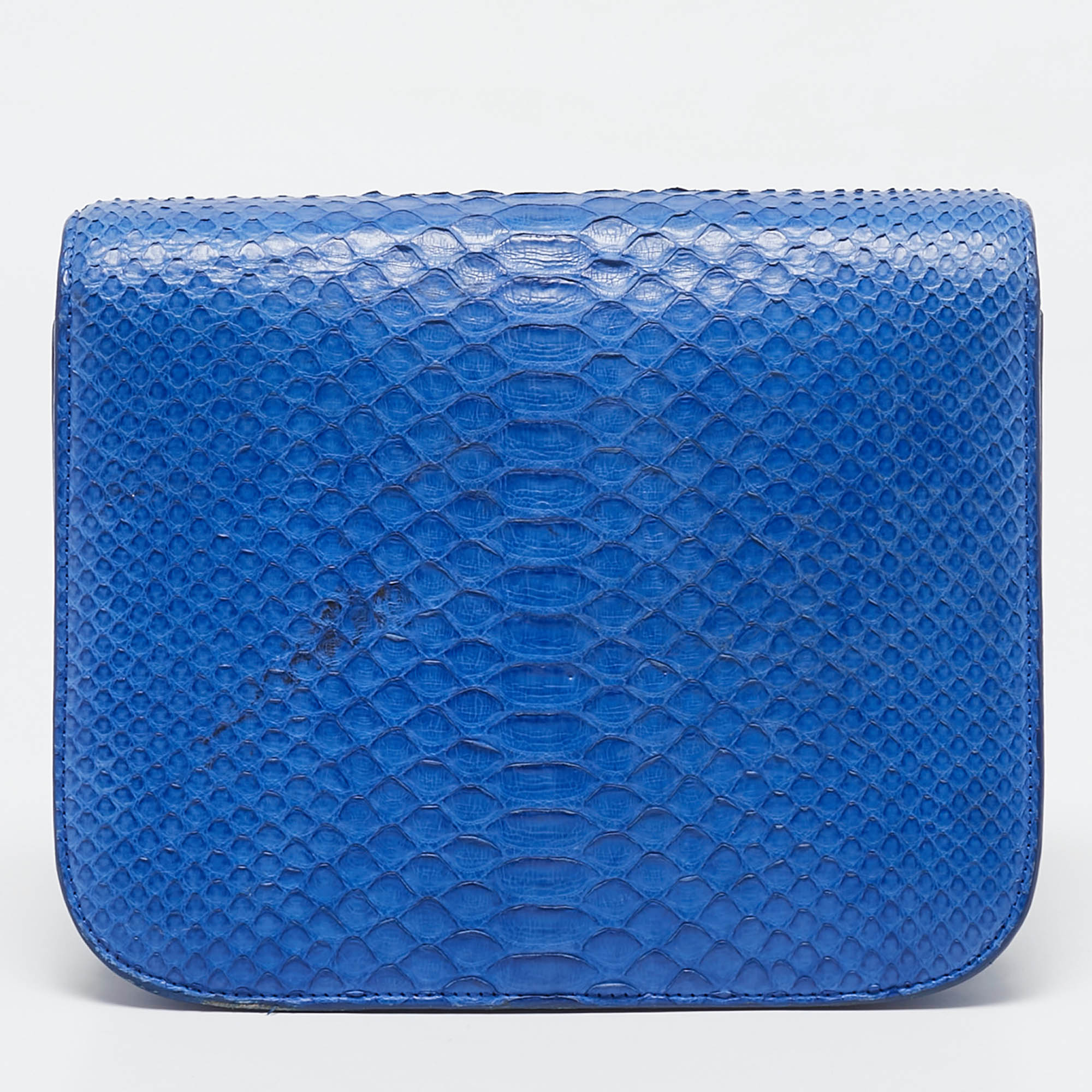 Celine Blue Python Medium Classic Box Shoulder Bag 