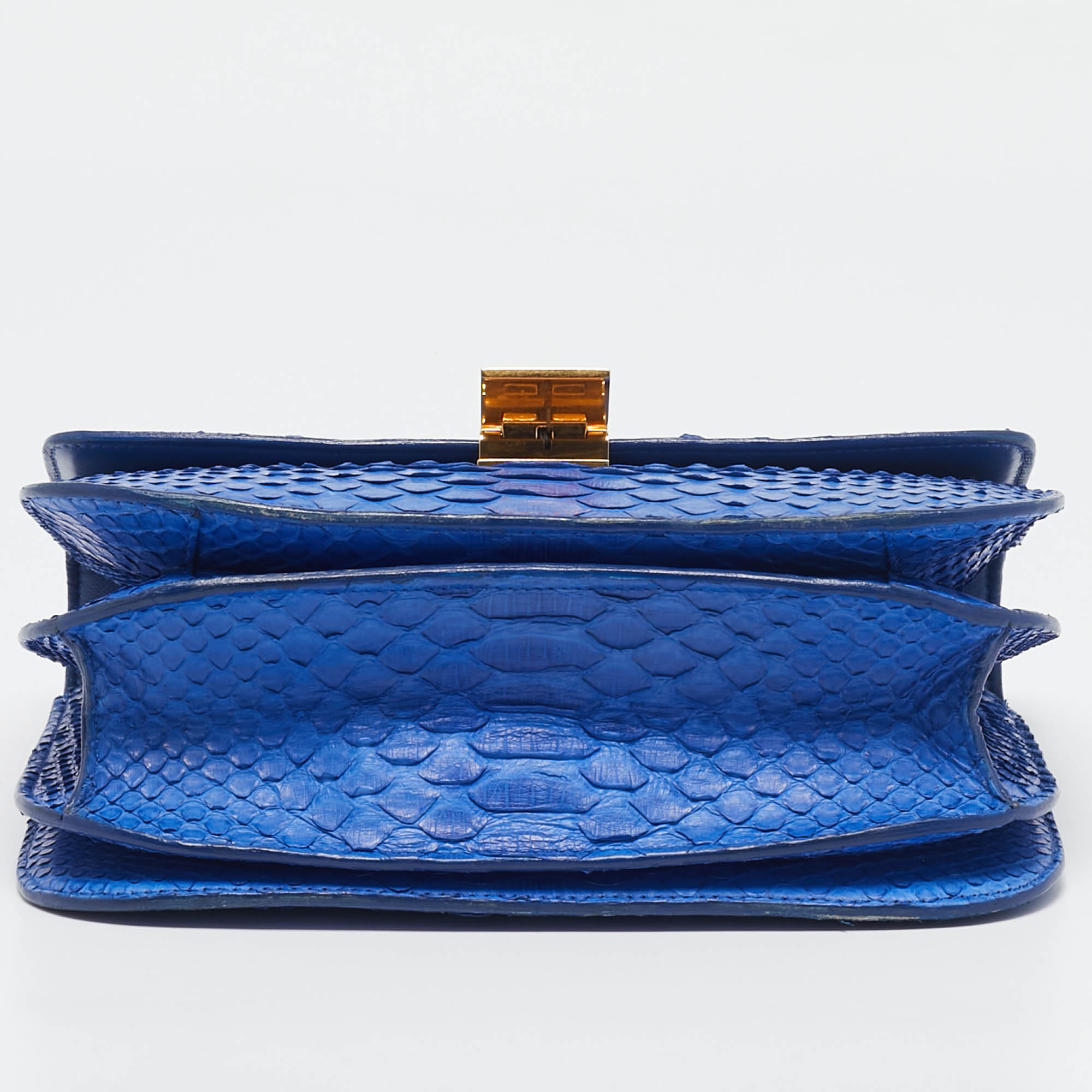 Celine Blue Python Medium Classic Box Shoulder Bag 