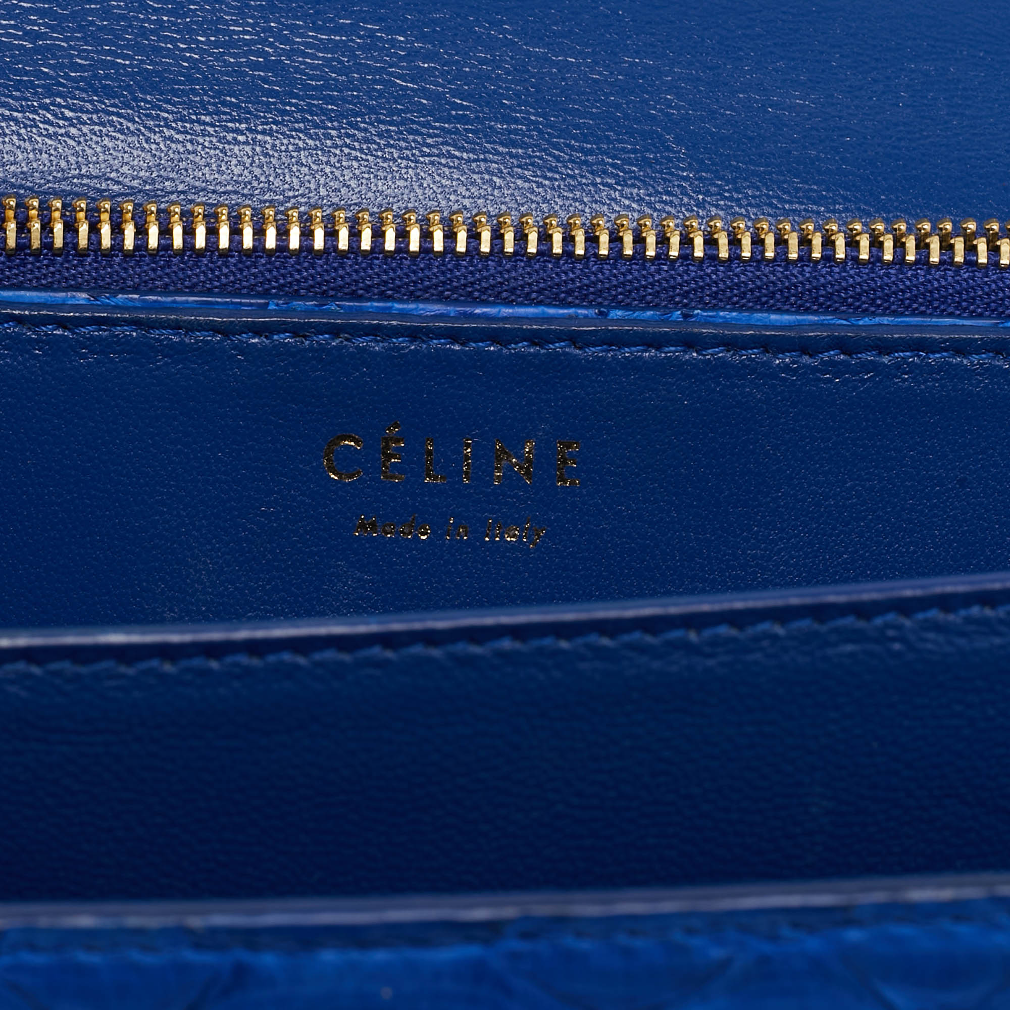 Celine Blue Python Medium Classic Box Shoulder Bag 