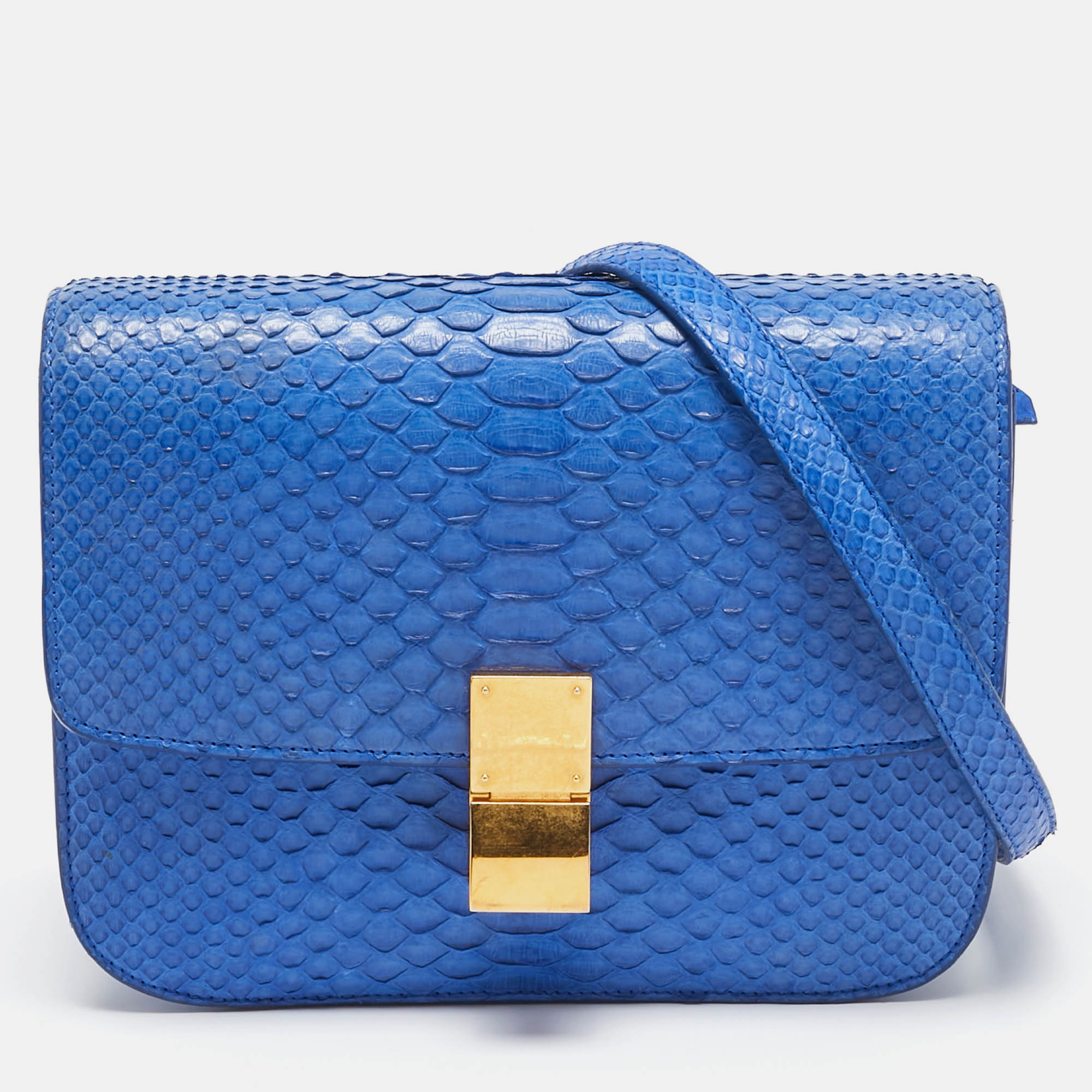 

Celine Blue Python Medium Classic Box Shoulder Bag