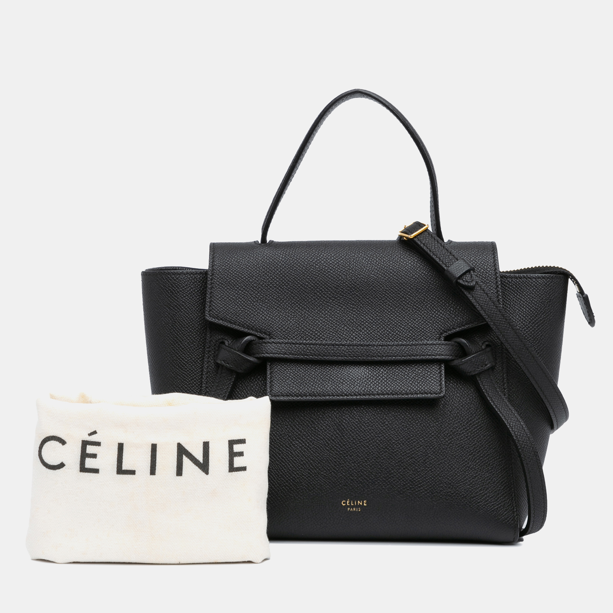 Celine Black Nano Grained Calfskin Belt Bag 