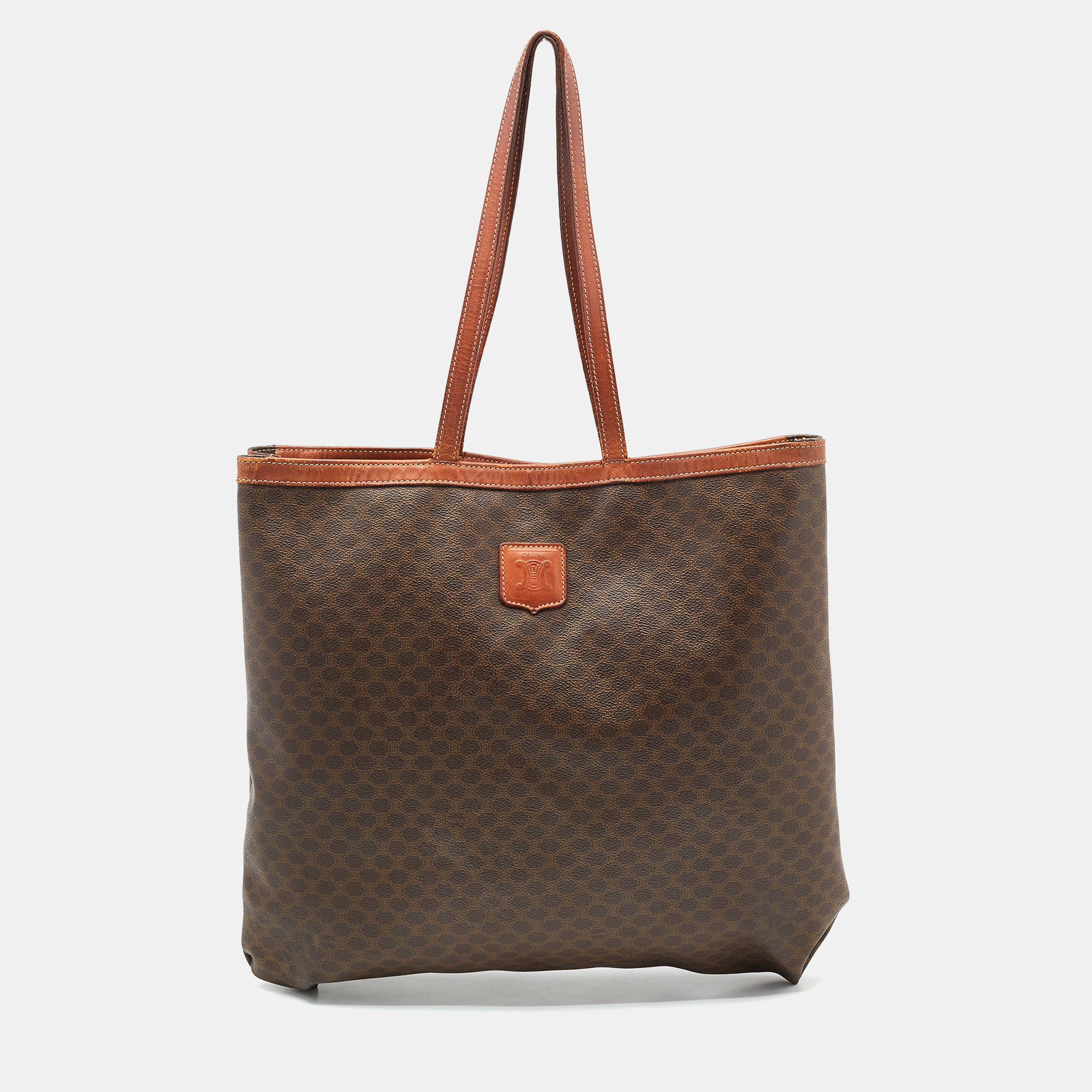 

Celine Dark Brown Macadam Coated Canvas and Leather Tote