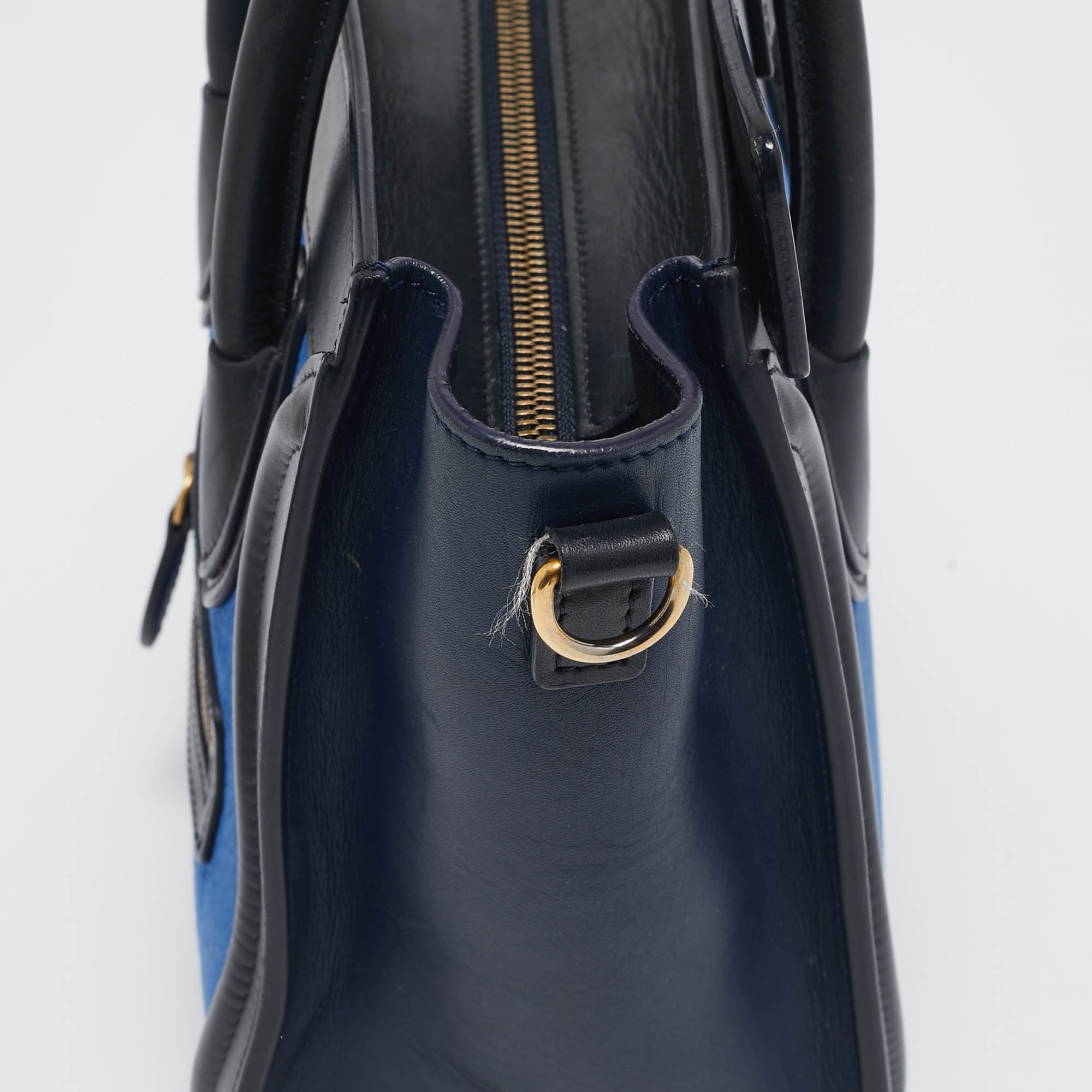 Celine Tricolor Nubuck and Leather Nano Luggage Tote 