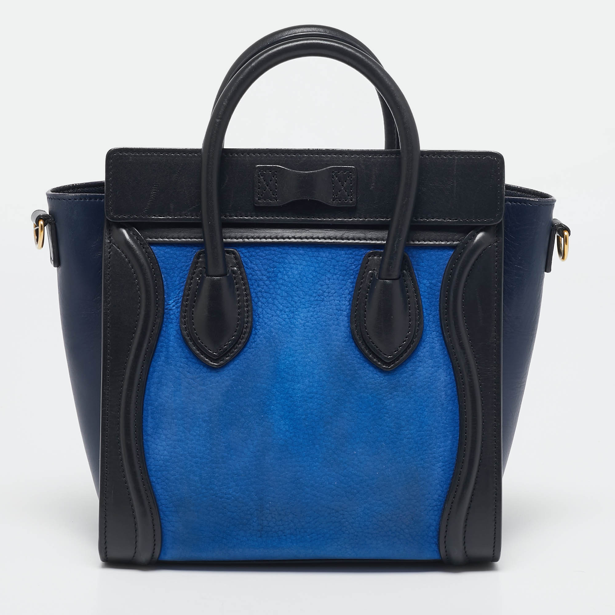 Celine Tricolor Nubuck and Leather Nano Luggage Tote 