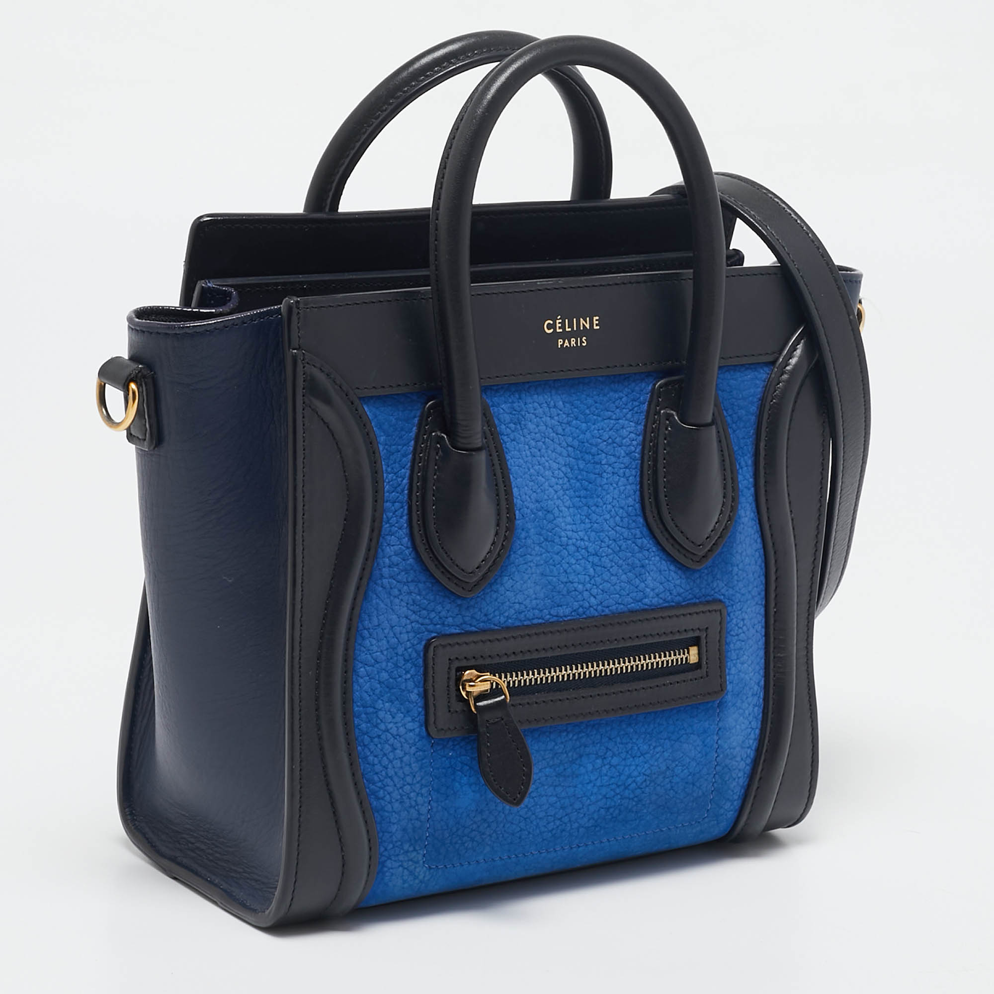 Celine Tricolor Nubuck and Leather Nano Luggage Tote 