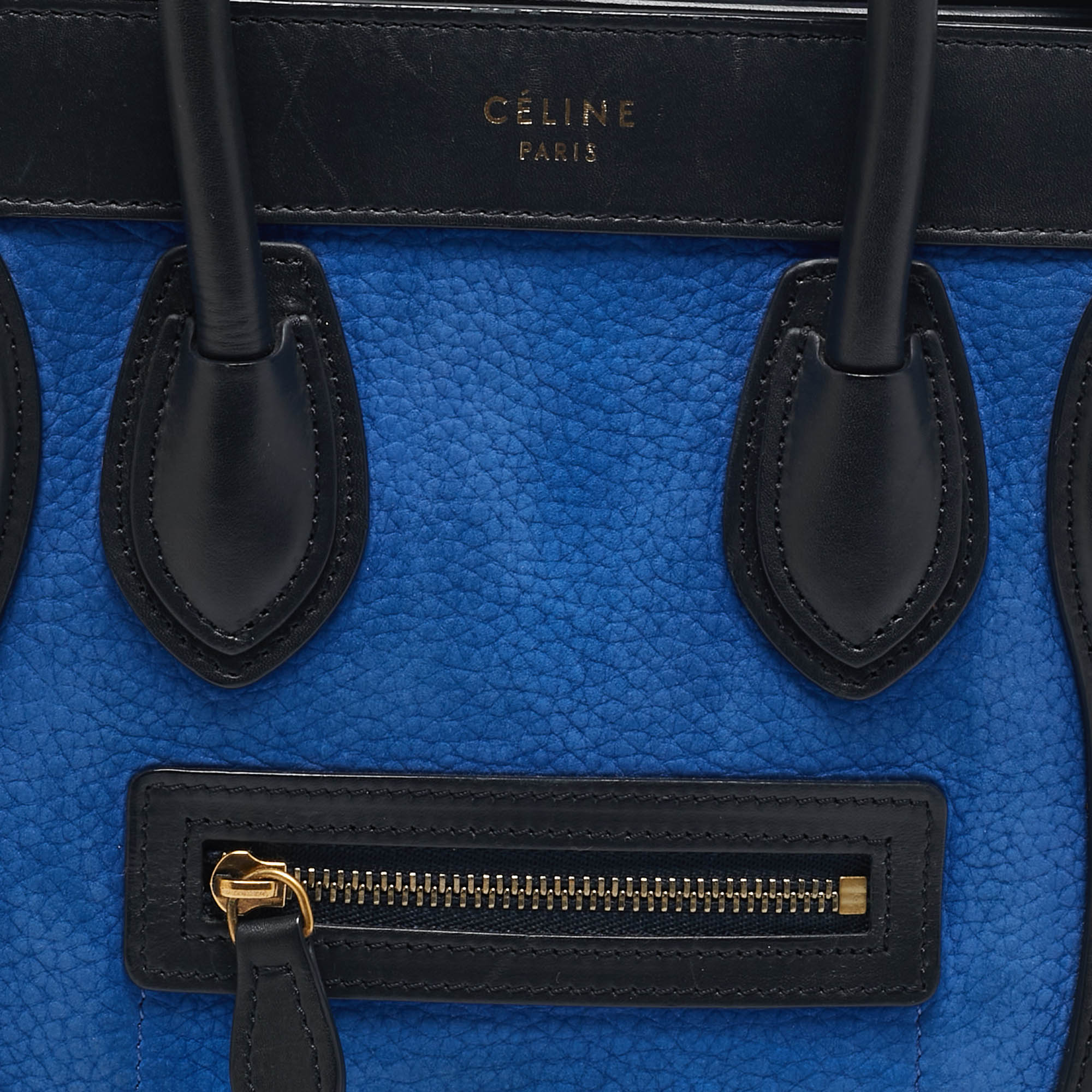 Celine Tricolor Nubuck and Leather Nano Luggage Tote 