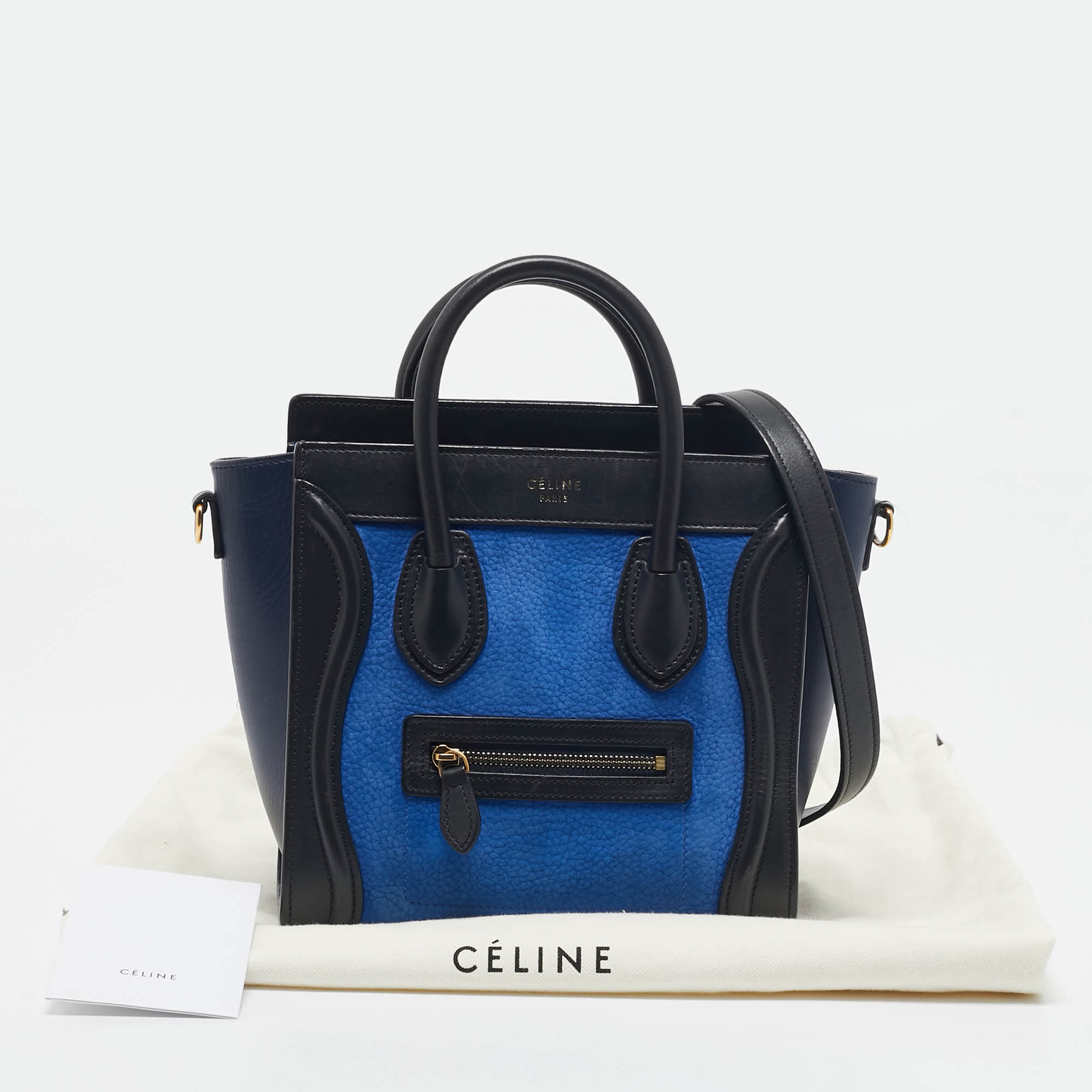 Celine Tricolor Nubuck and Leather Nano Luggage Tote 