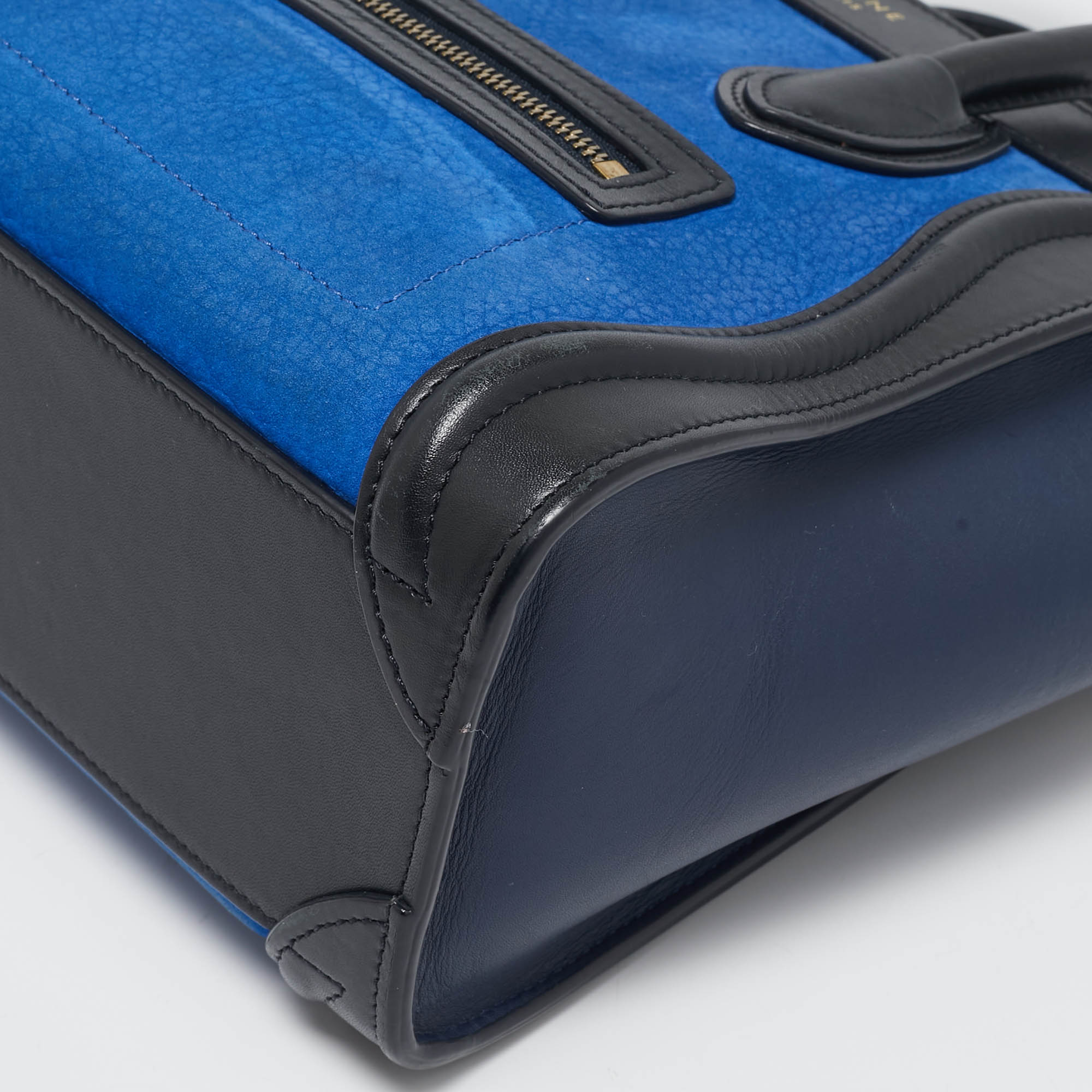 Celine Tricolor Nubuck and Leather Nano Luggage Tote 