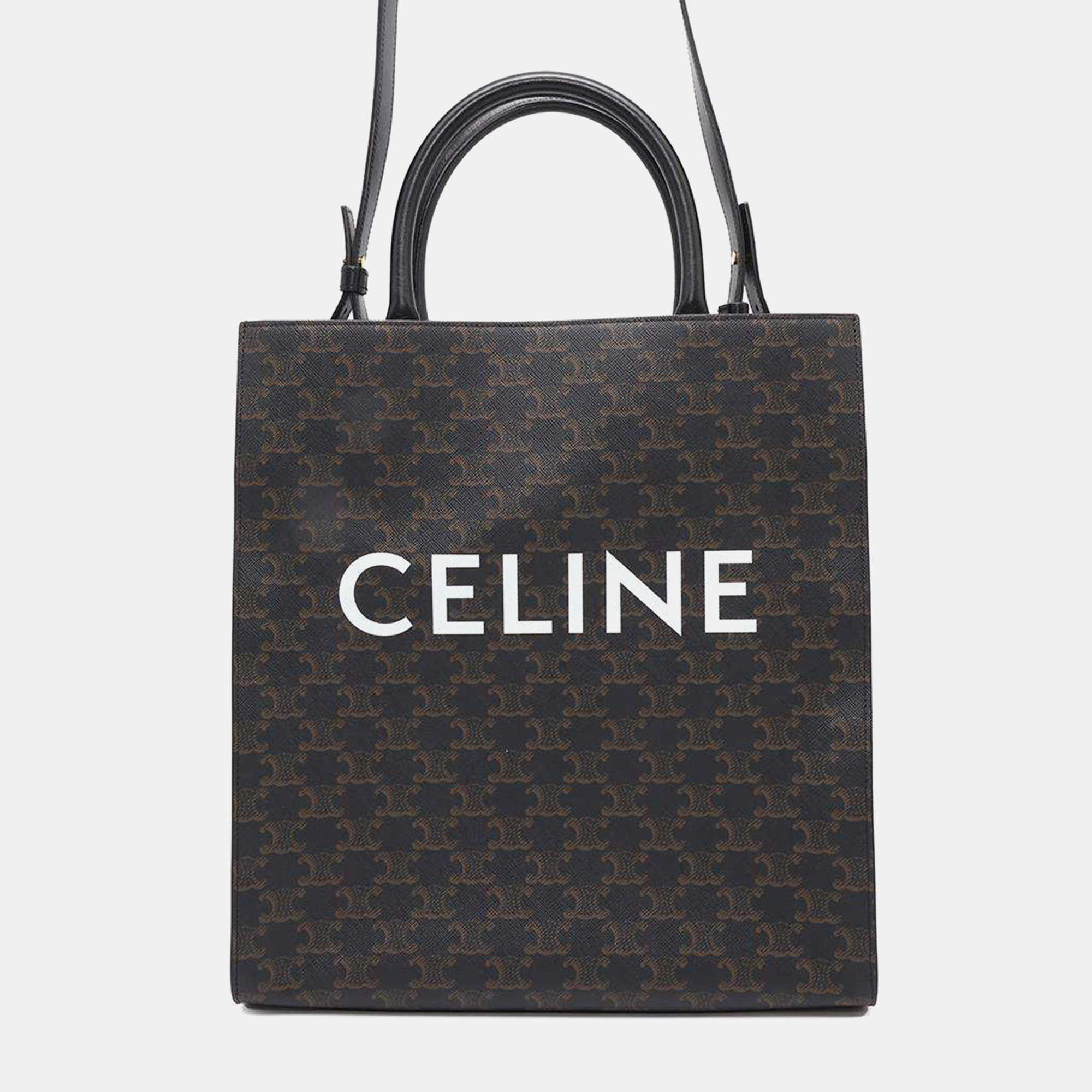 

Celine Triomphe Vertical Cabas Tote Bag Black/Brown Pvc Leather