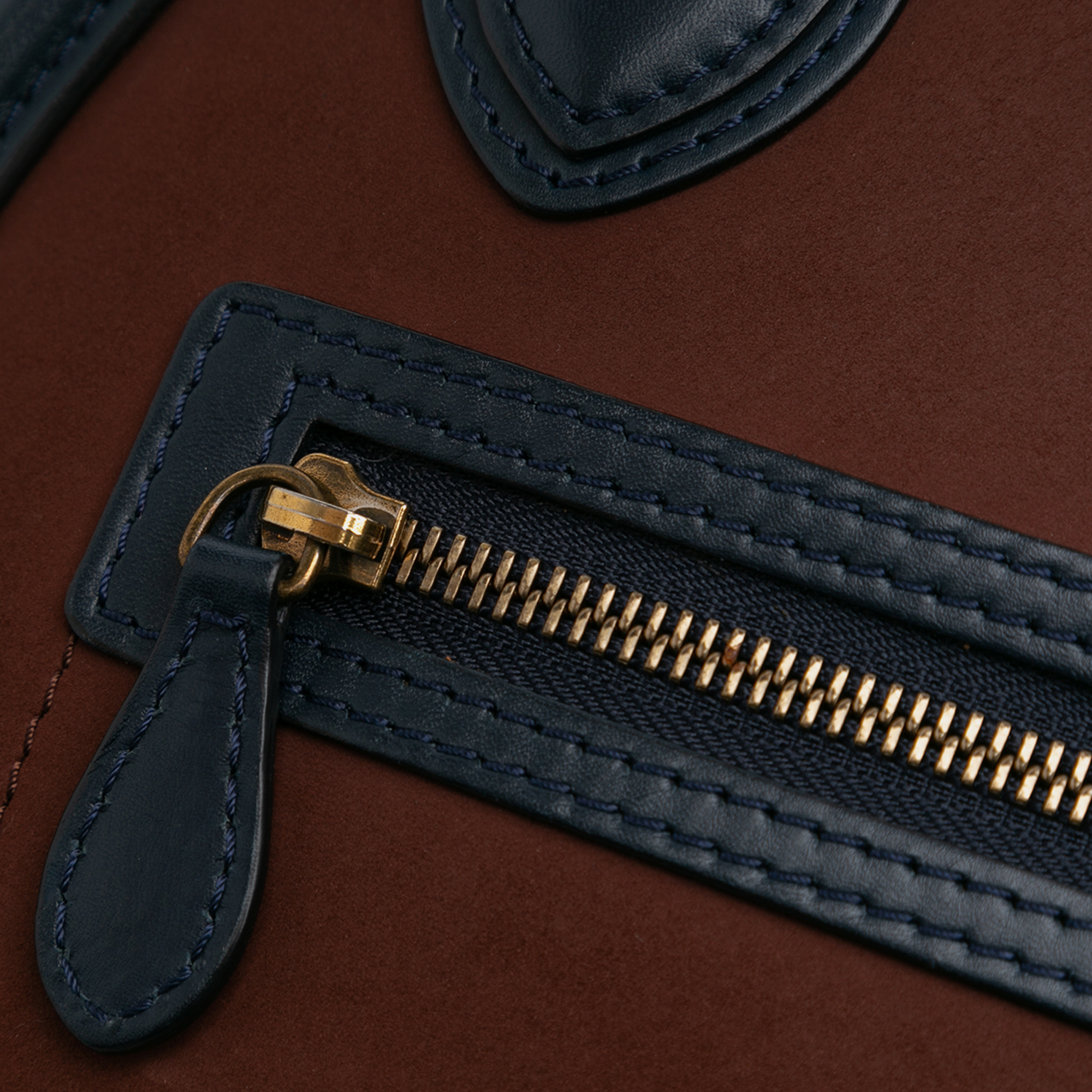 Celine Black Brown Micro Suede Tricolor Luggage Tote 
