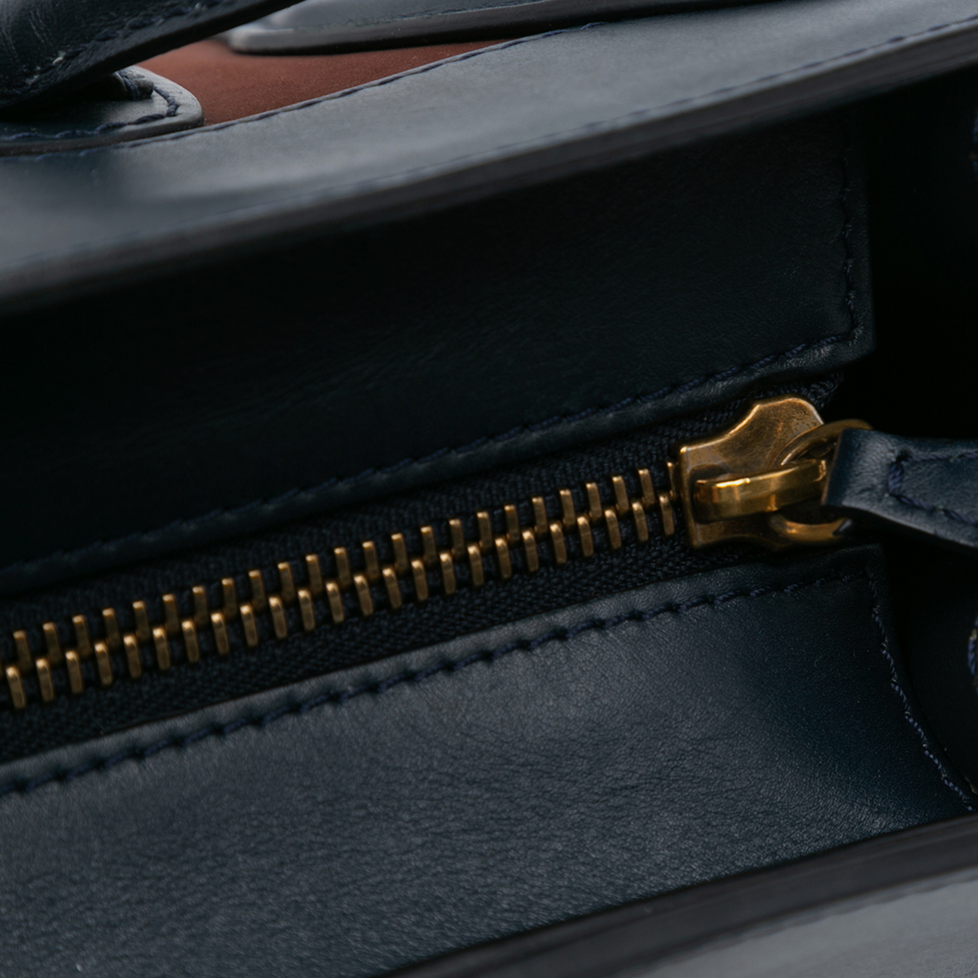 Celine Black Brown Micro Suede Tricolor Luggage Tote 