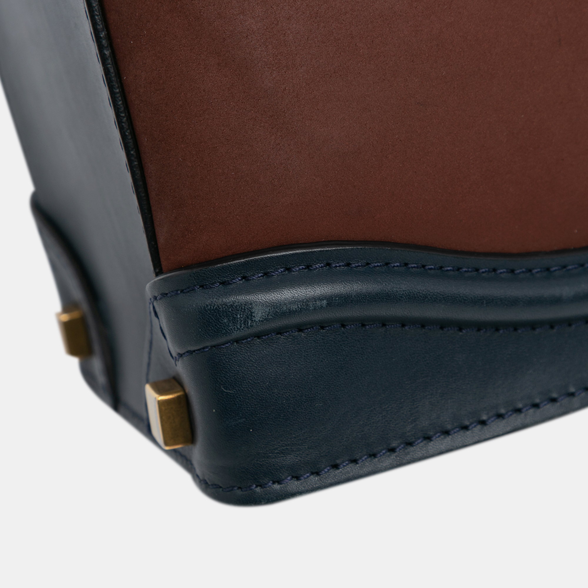 Celine Black Brown Micro Suede Tricolor Luggage Tote 