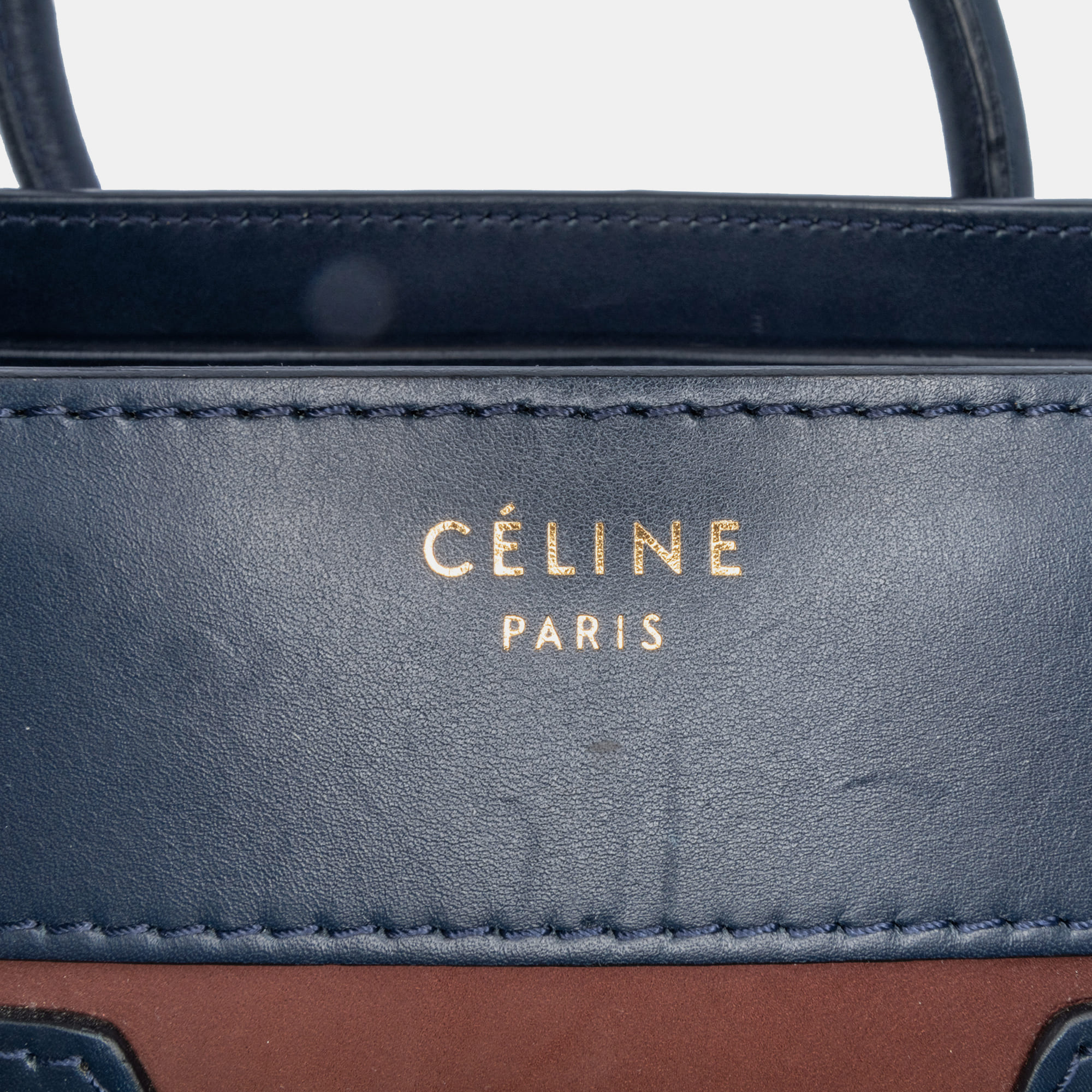 Celine Black Brown Micro Suede Tricolor Luggage Tote 