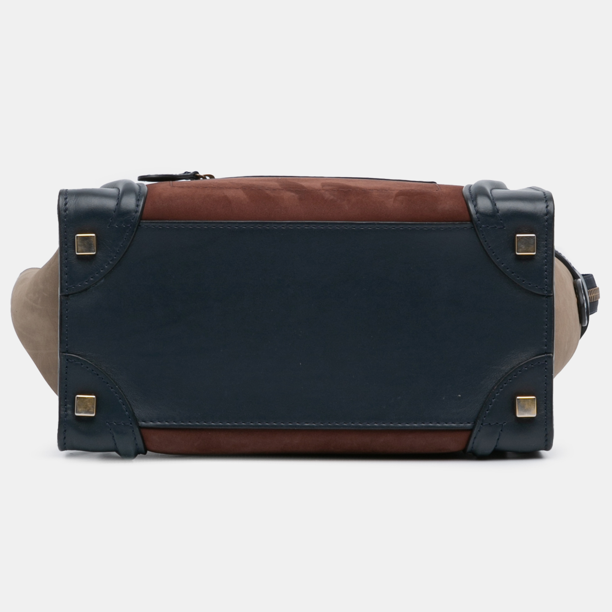 Celine Black Brown Micro Suede Tricolor Luggage Tote 