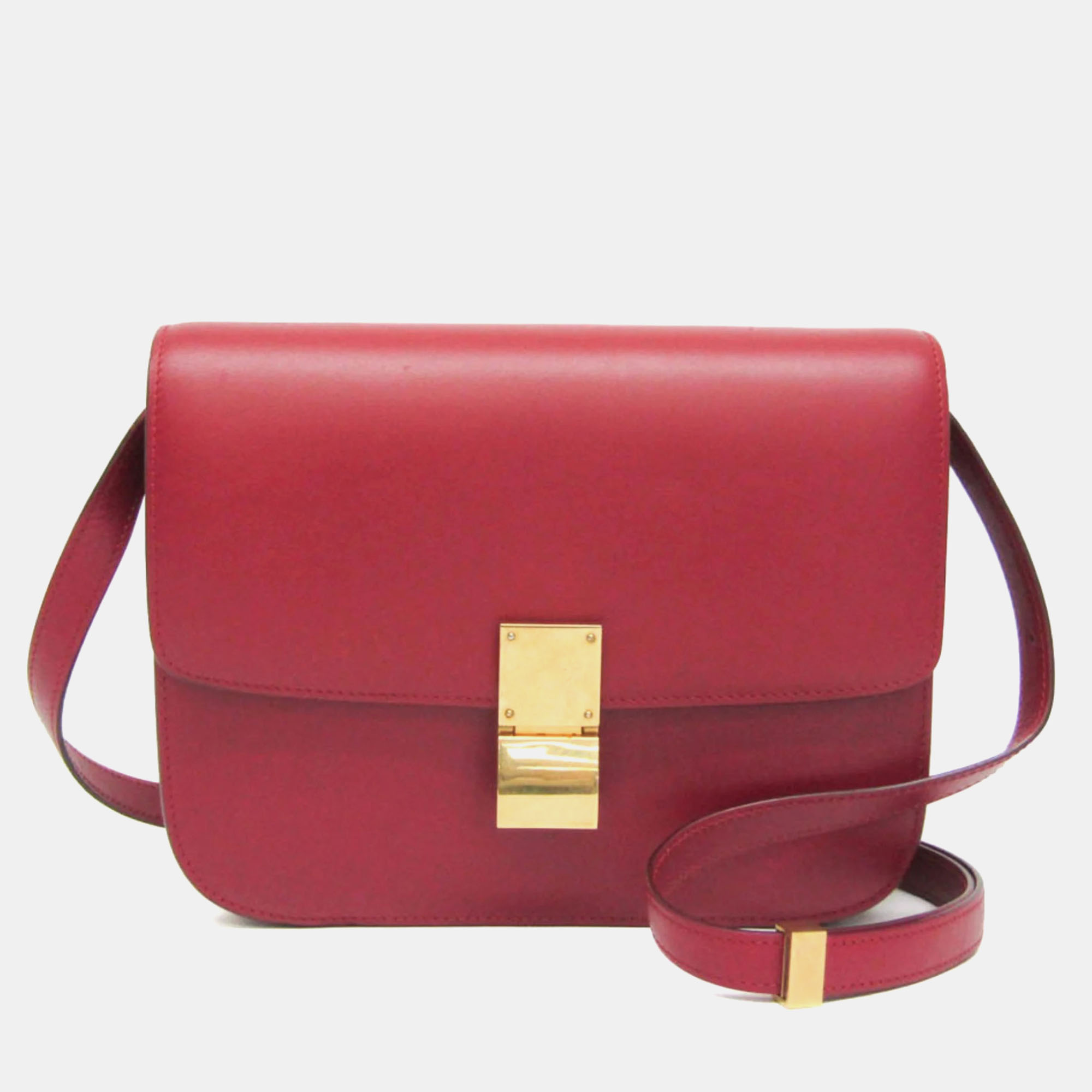 

Celine Red Leather Classic Medium Box Shoulder Bag