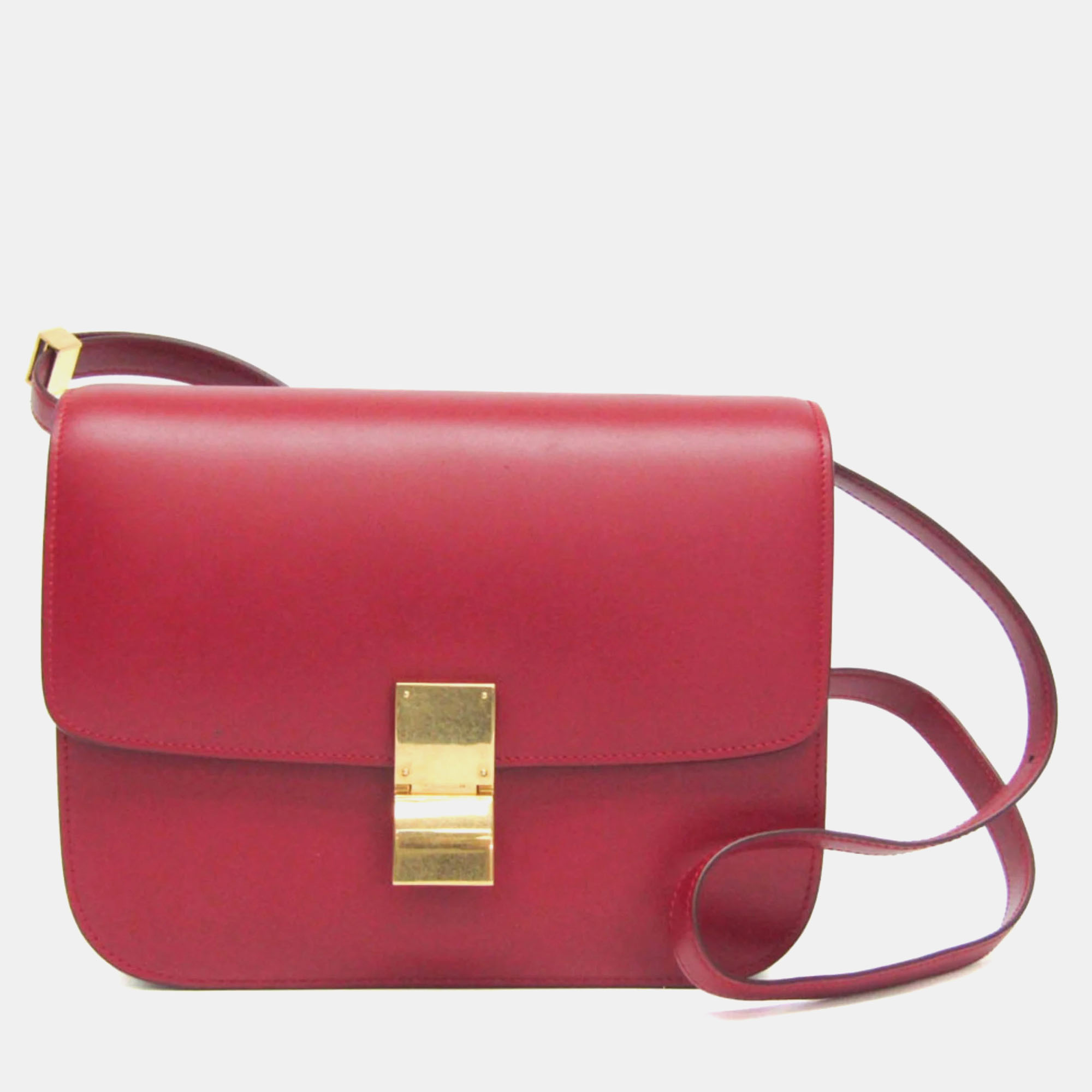 

Celine Red Leather Classic Medium Box Shoulder Bag