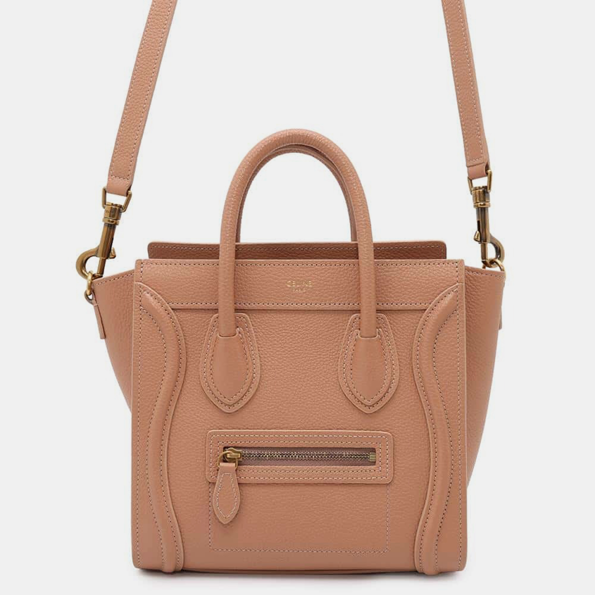 

Celine Desert Rose Leather Luggage Nano Tote Bag, Pink